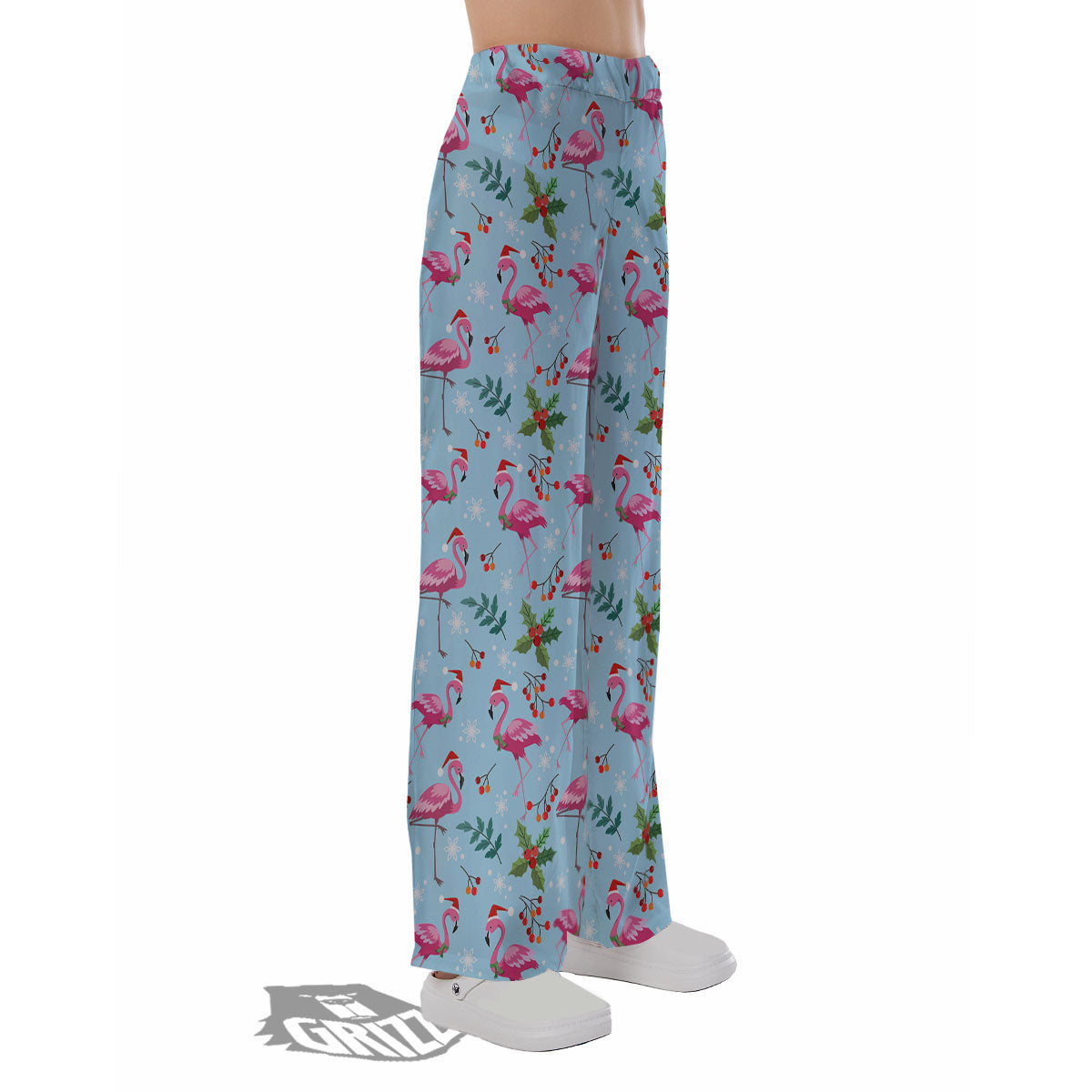 Christmas Flamingo Pink Print Pattern Pajama Pants-grizzshop