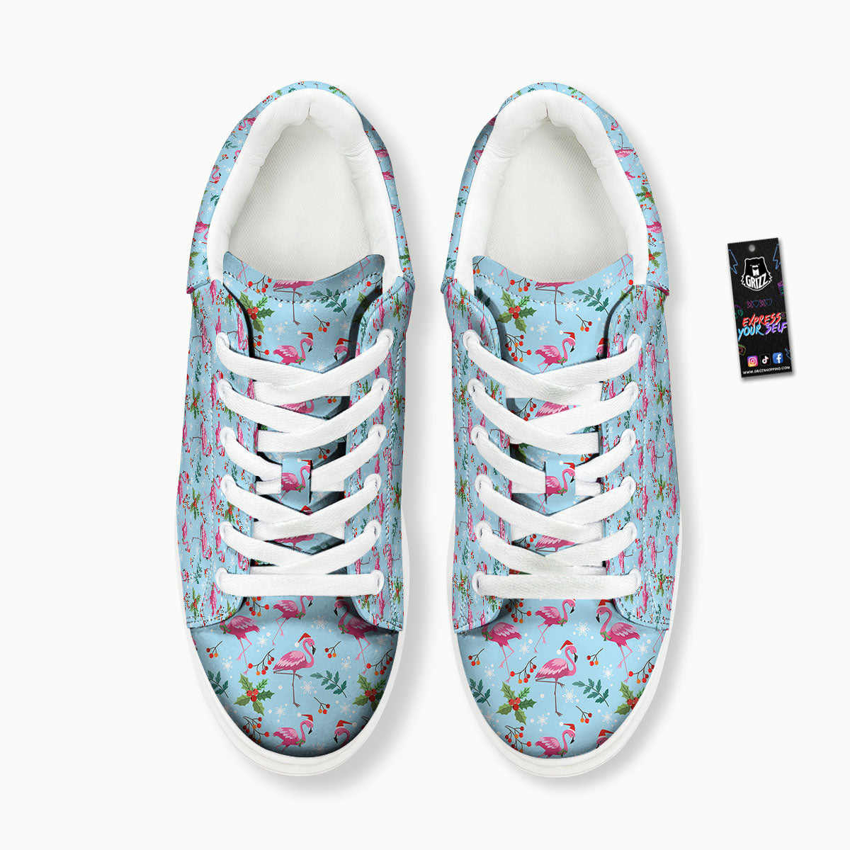 Christmas Flamingo Pink Print Pattern Platform Shoes-grizzshop