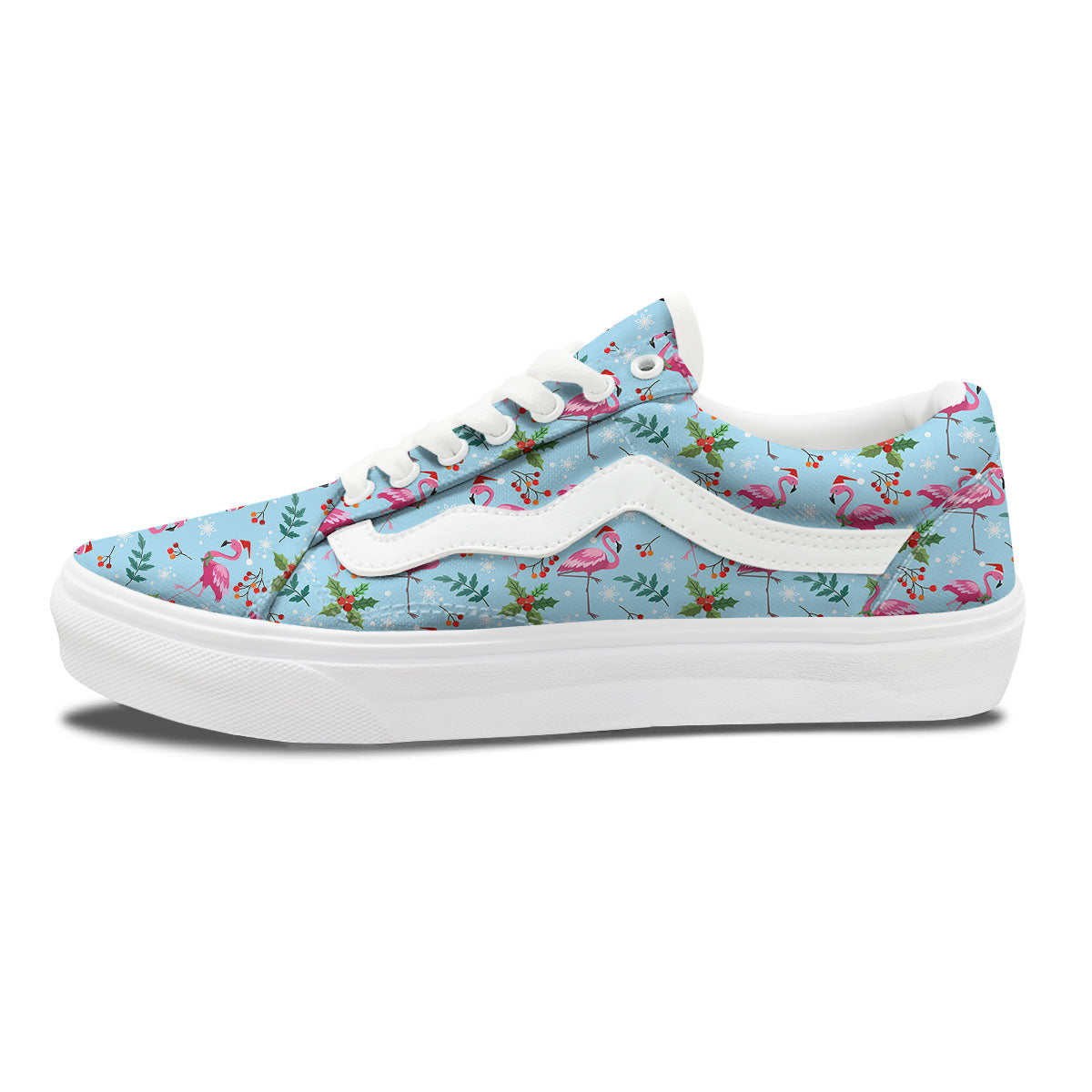Christmas Flamingo Pink Print Pattern Skate Shoes-grizzshop