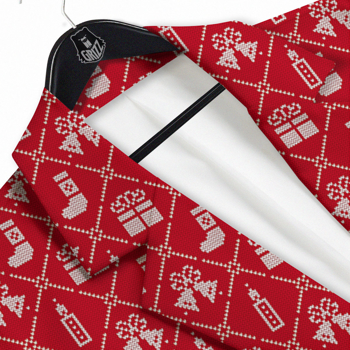 Christmas Gift Knitted Print Pattern Men's Sport Coat-grizzshop