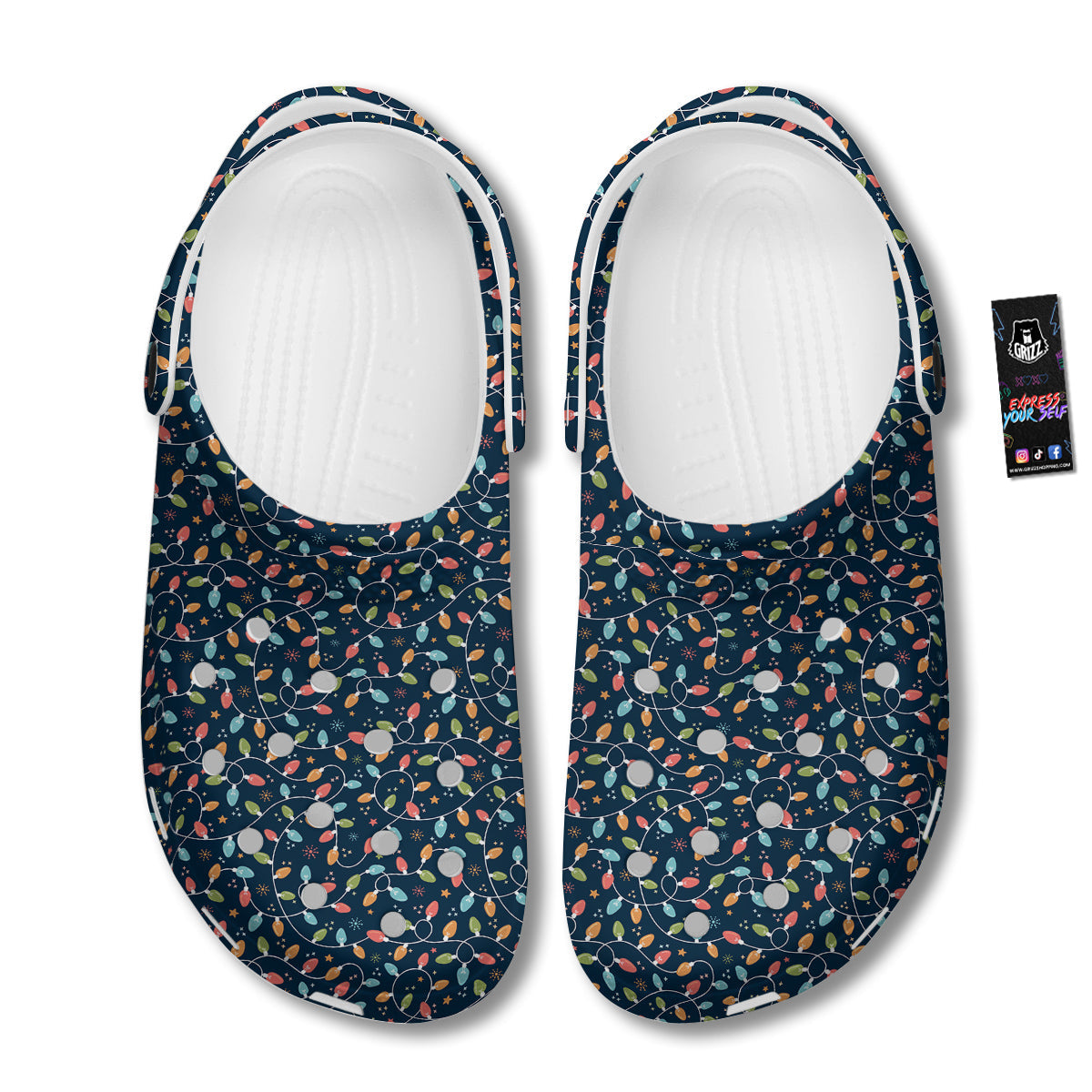 Christmas Lights Colorful Print Clog-grizzshop