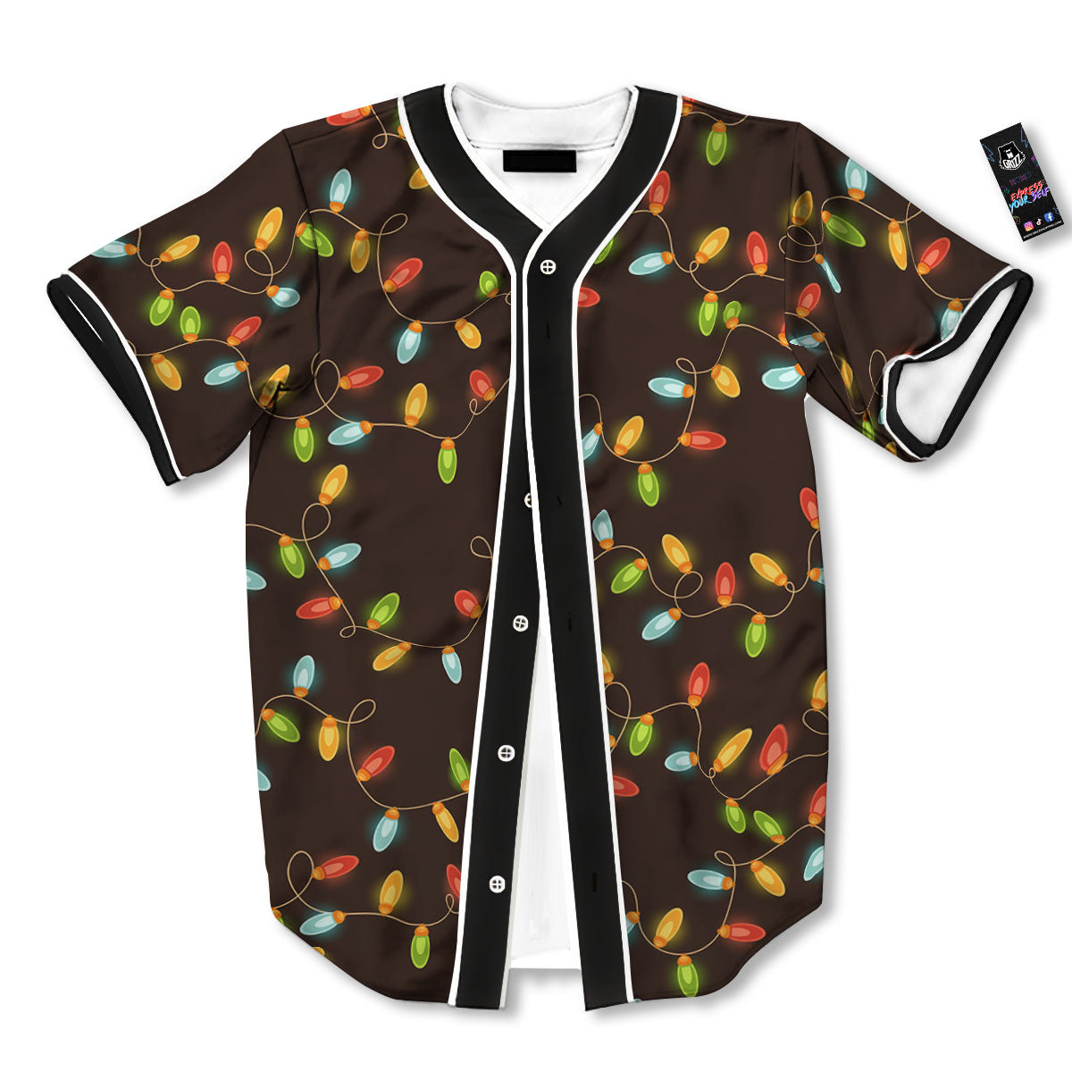 Christmas Lights Print Pattern Baseball Jersey-grizzshop