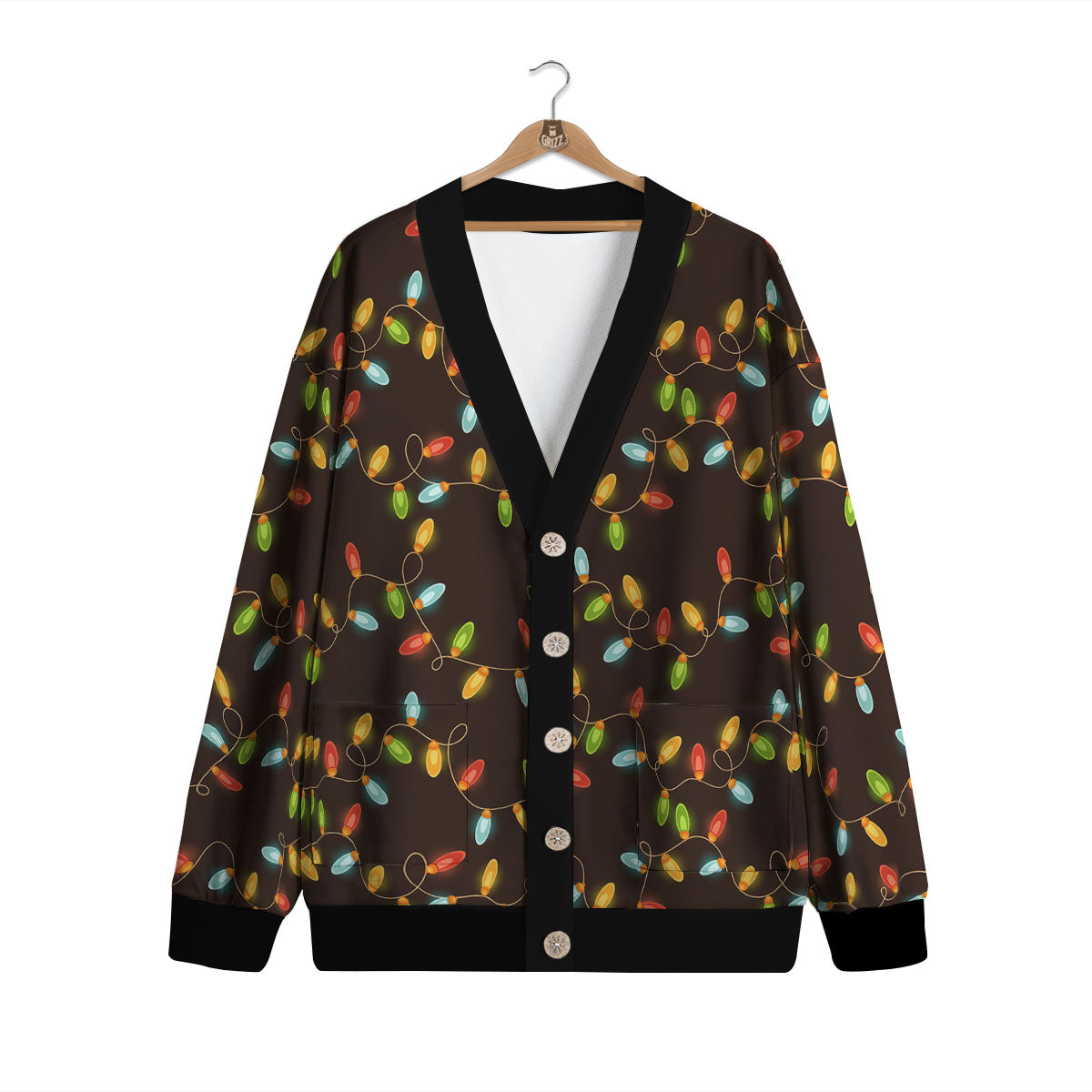 Christmas Lights Print Pattern Cardigan-grizzshop