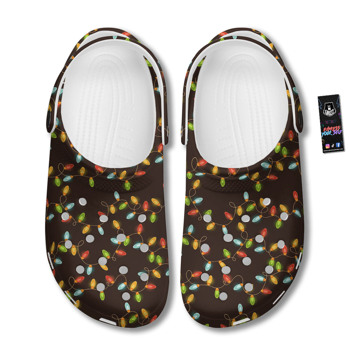Christmas Lights Print Pattern Clog-grizzshop