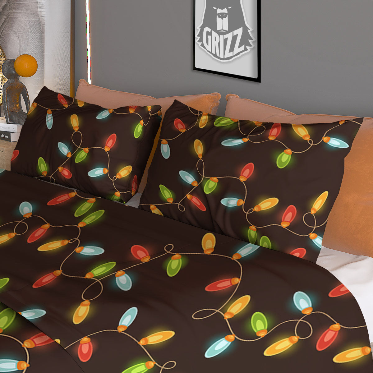 Christmas Lights Print Pattern Duvet Cover Bedding Set