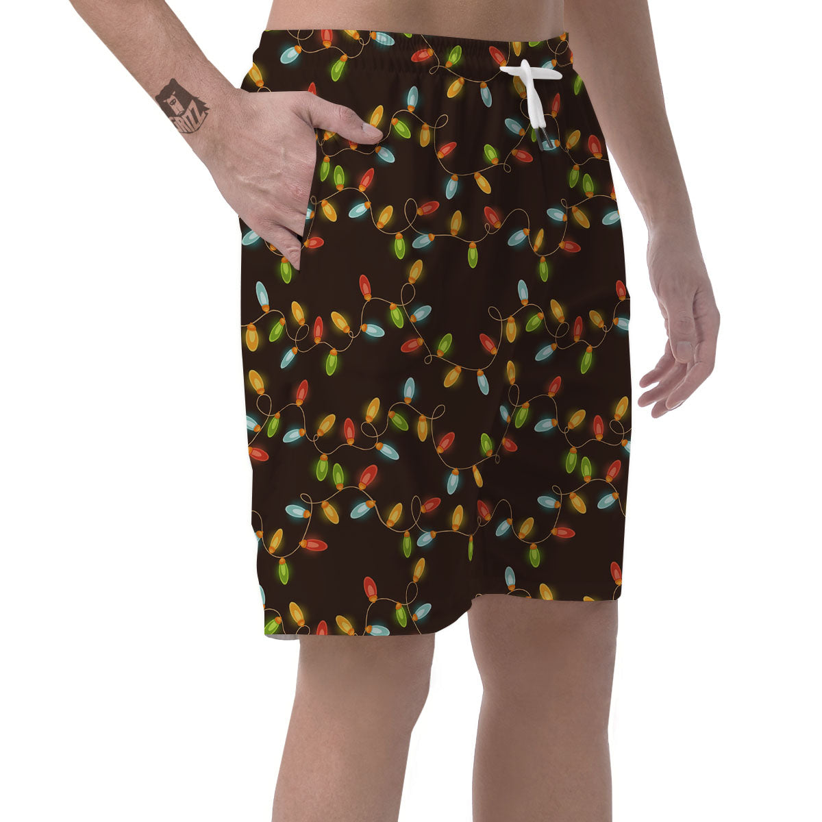 Christmas Lights Print Pattern Men's Shorts-grizzshop