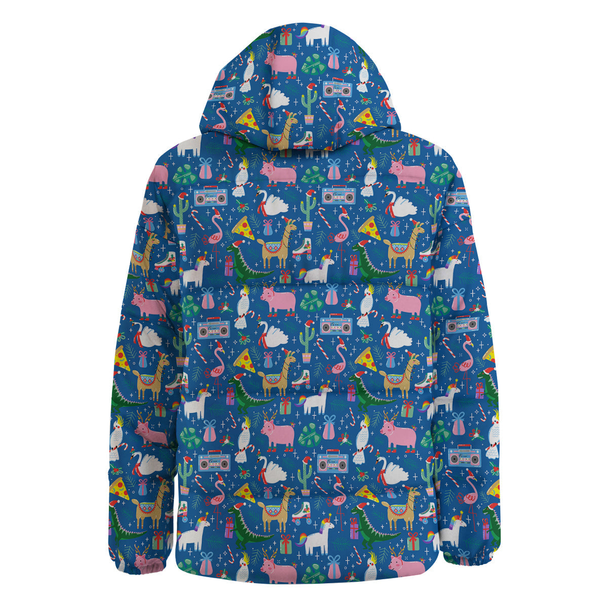 Christmas Party Funny Animals Print Pattern Down Jacket-grizzshop