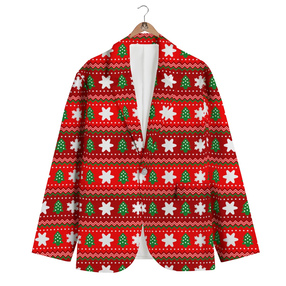 Christmas Pattern Print Men's Blazer-grizzshop