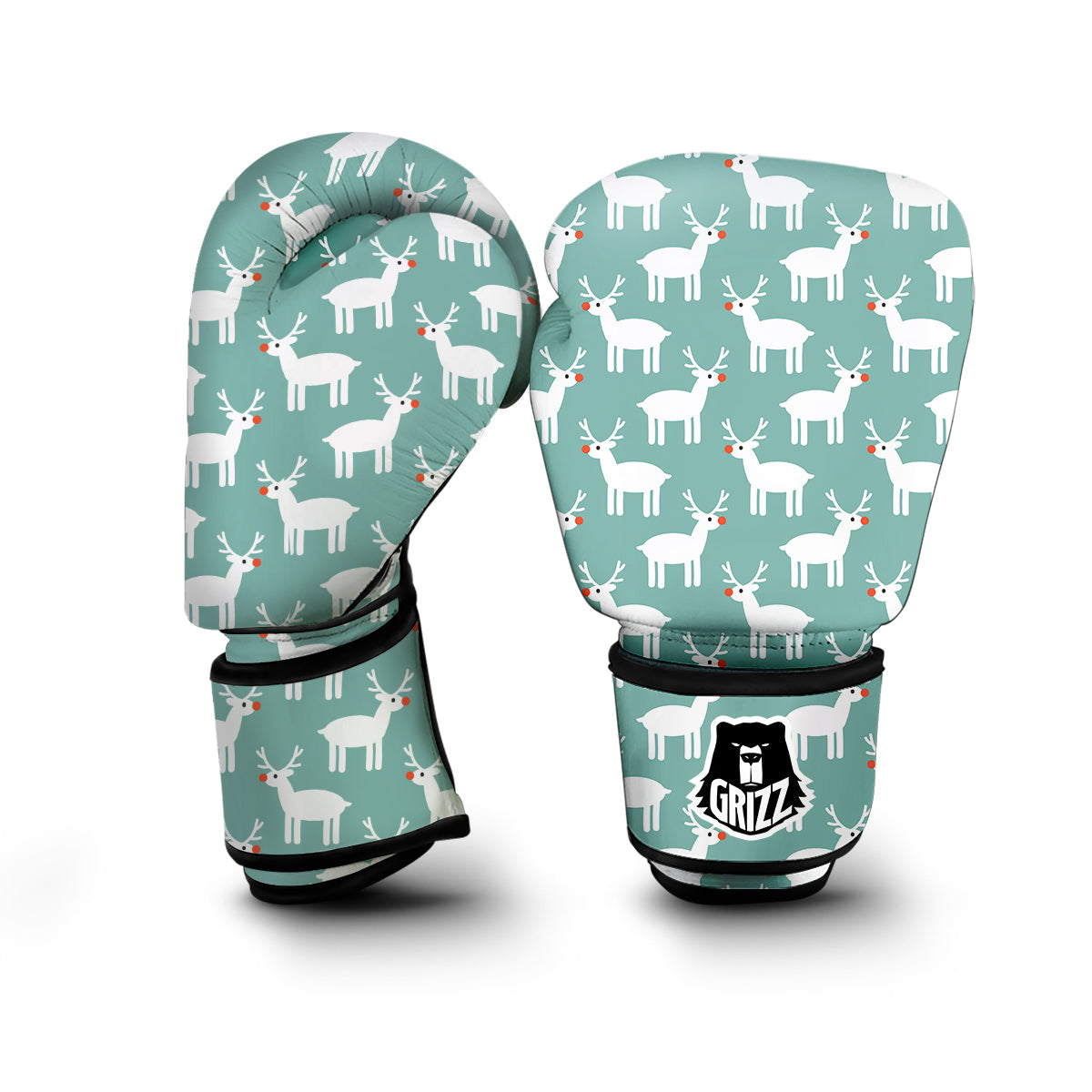 Christmas Reindeer Pattern Print Boxing Gloves-grizzshop