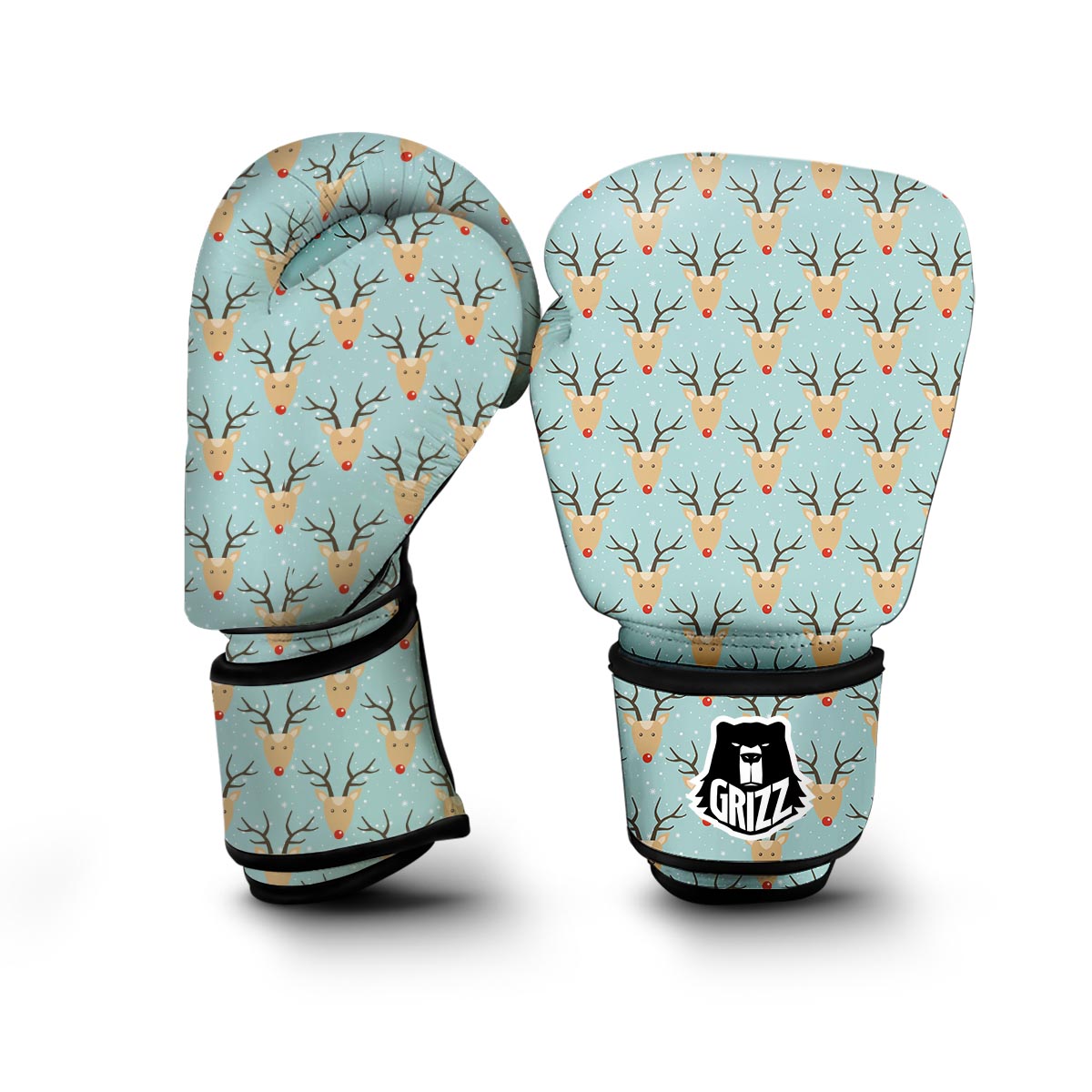 Christmas Reindeer Print Pattern Boxing Gloves-grizzshop