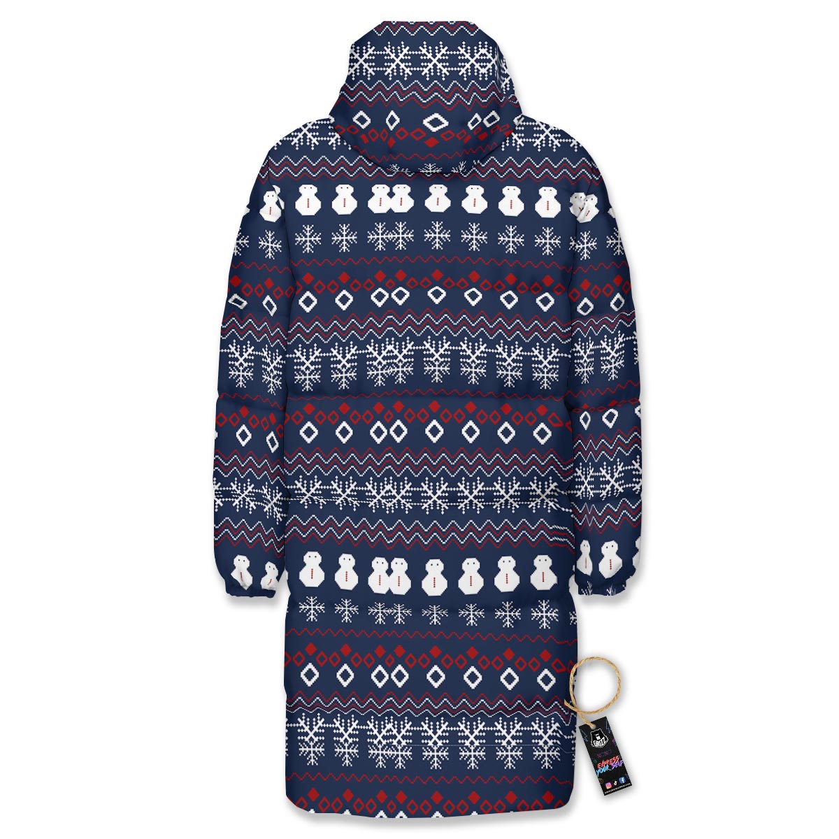 Christmas Scandinavian Print Pattern Long Down Jacket-grizzshop