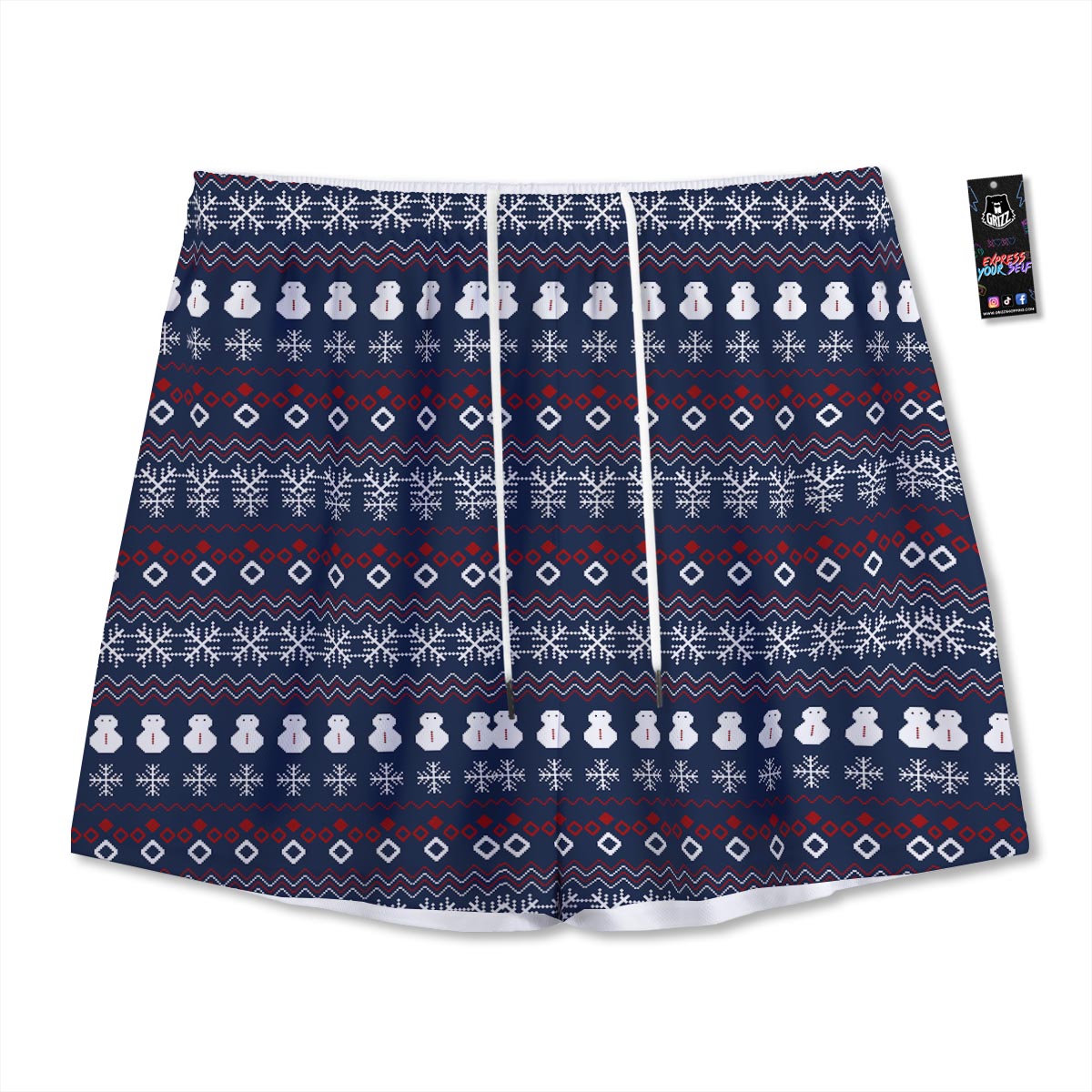 Christmas Scandinavian Print Pattern Mesh Shorts