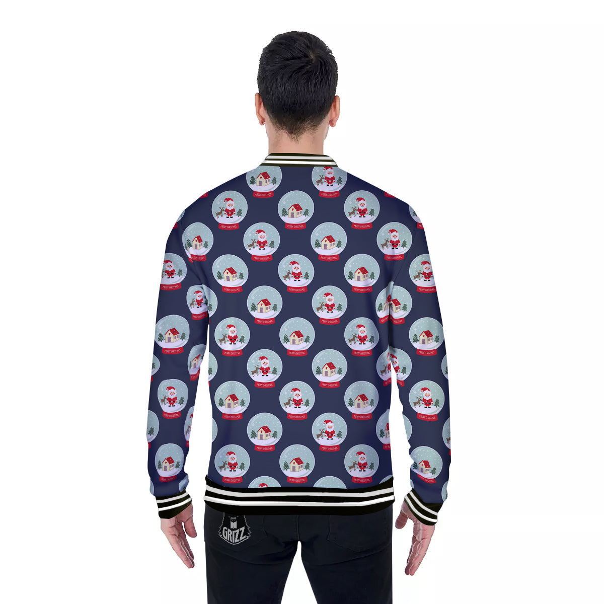 Christmas Snow Globe Print Pattern Baseball Jacket-grizzshop