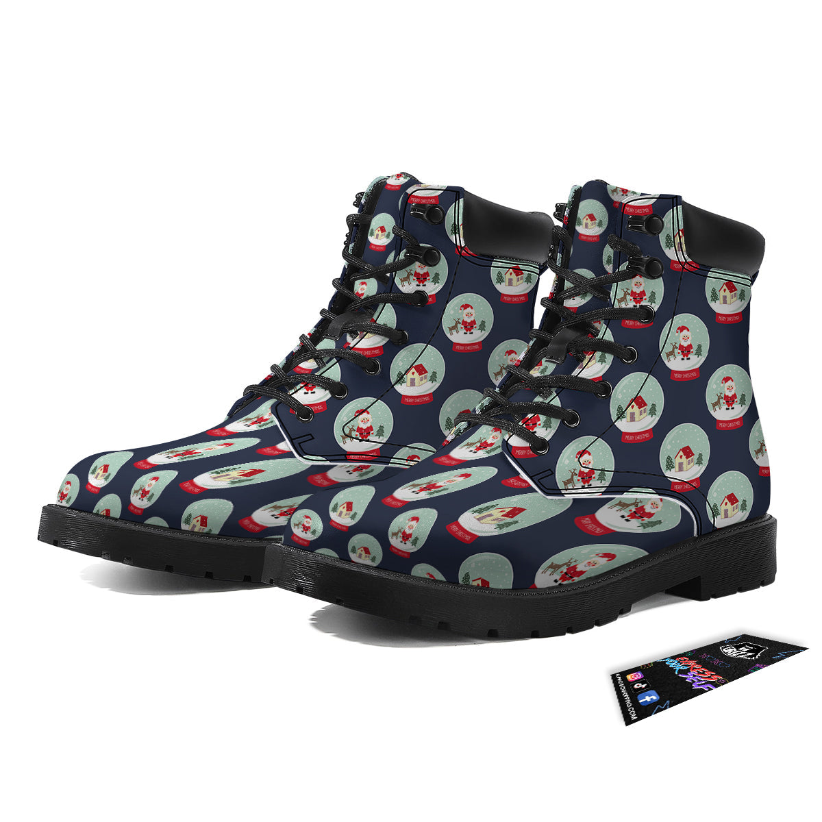 Christmas Snow Globe Print Pattern Boots-grizzshop