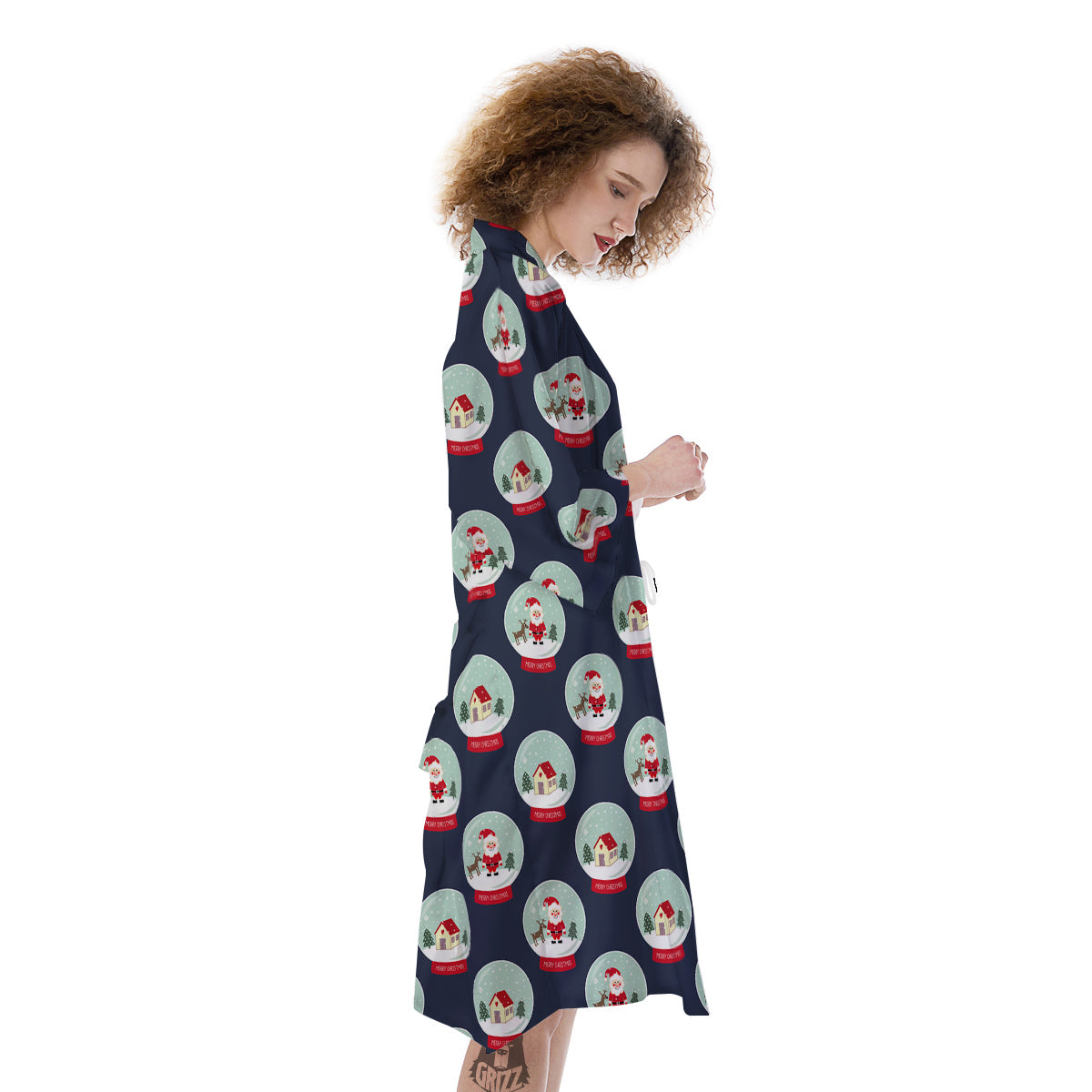 Christmas Snow Globe Print Pattern Kimono-grizzshop