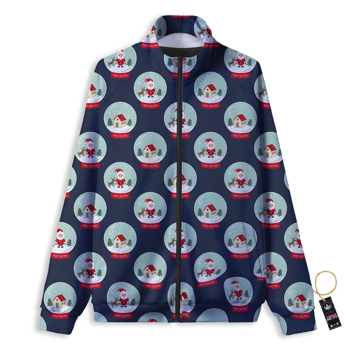 Christmas Snow Globe Print Pattern Track Jacket-grizzshop