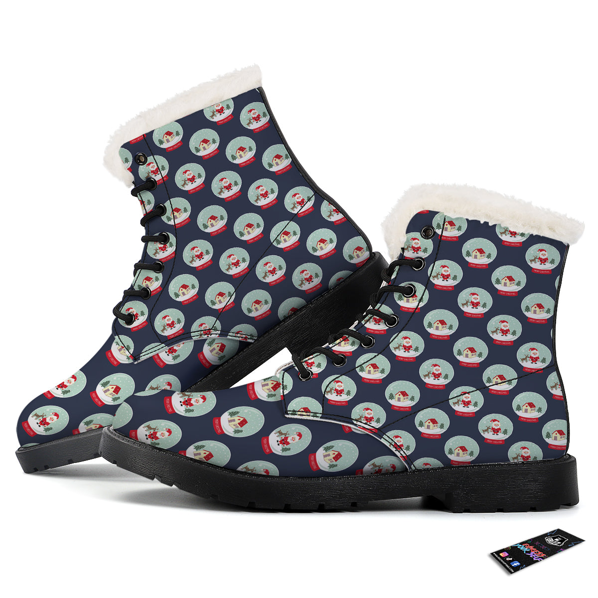Christmas Snow Globe Print Pattern Winter Boots-grizzshop