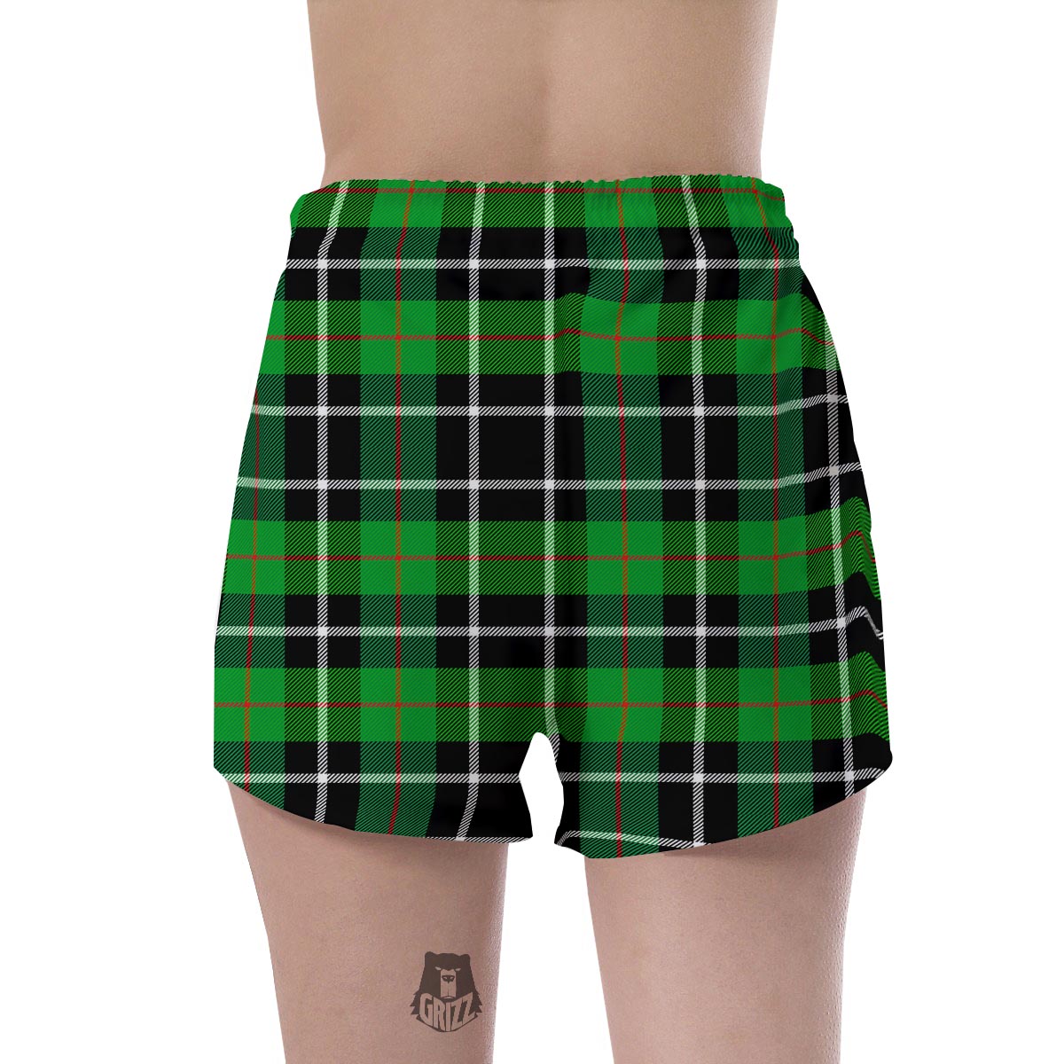 Christmas Tartan Green Plaid Scottish Women's Shorts-grizzshop