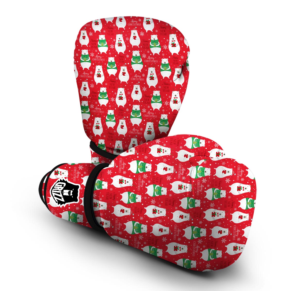 Christmas Teddy Bear Pattern Print Boxing Gloves-grizzshop