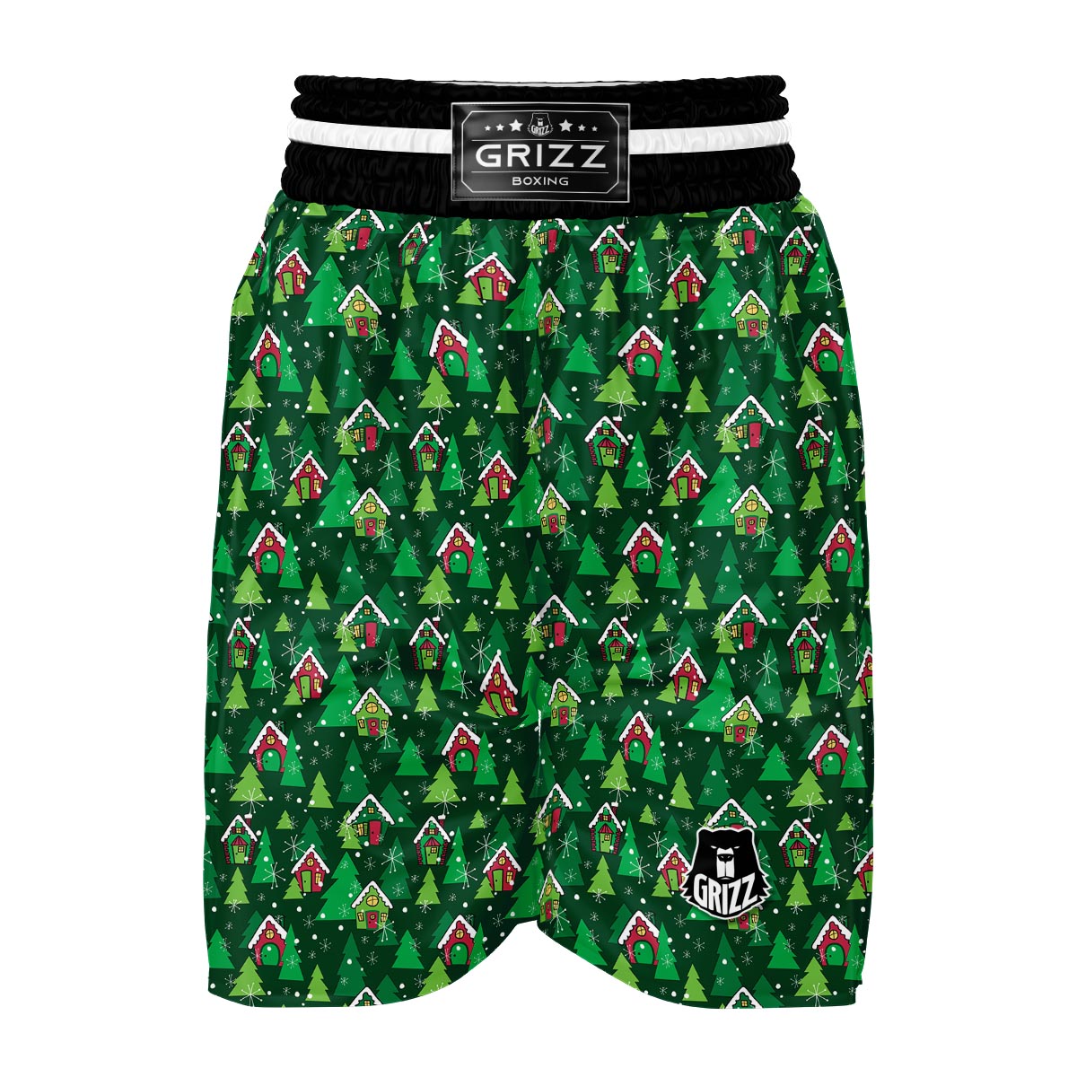 Christmas Tree Pattern Print Boxing Shorts-grizzshop