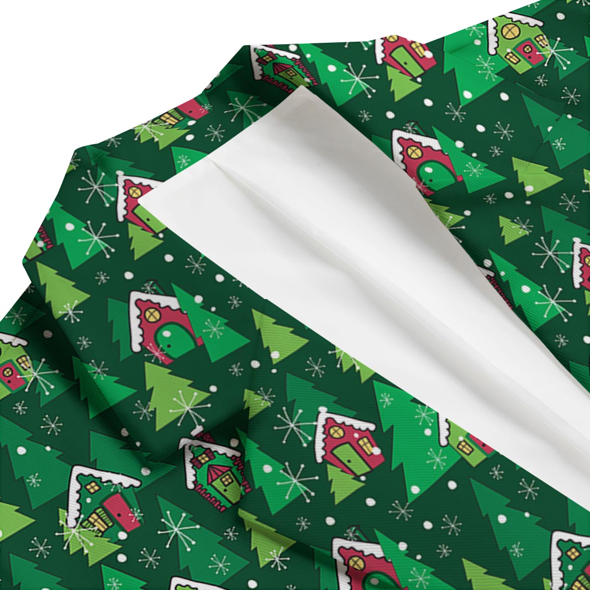 Christmas Tree Pattern Print Men's Blazer-grizzshop