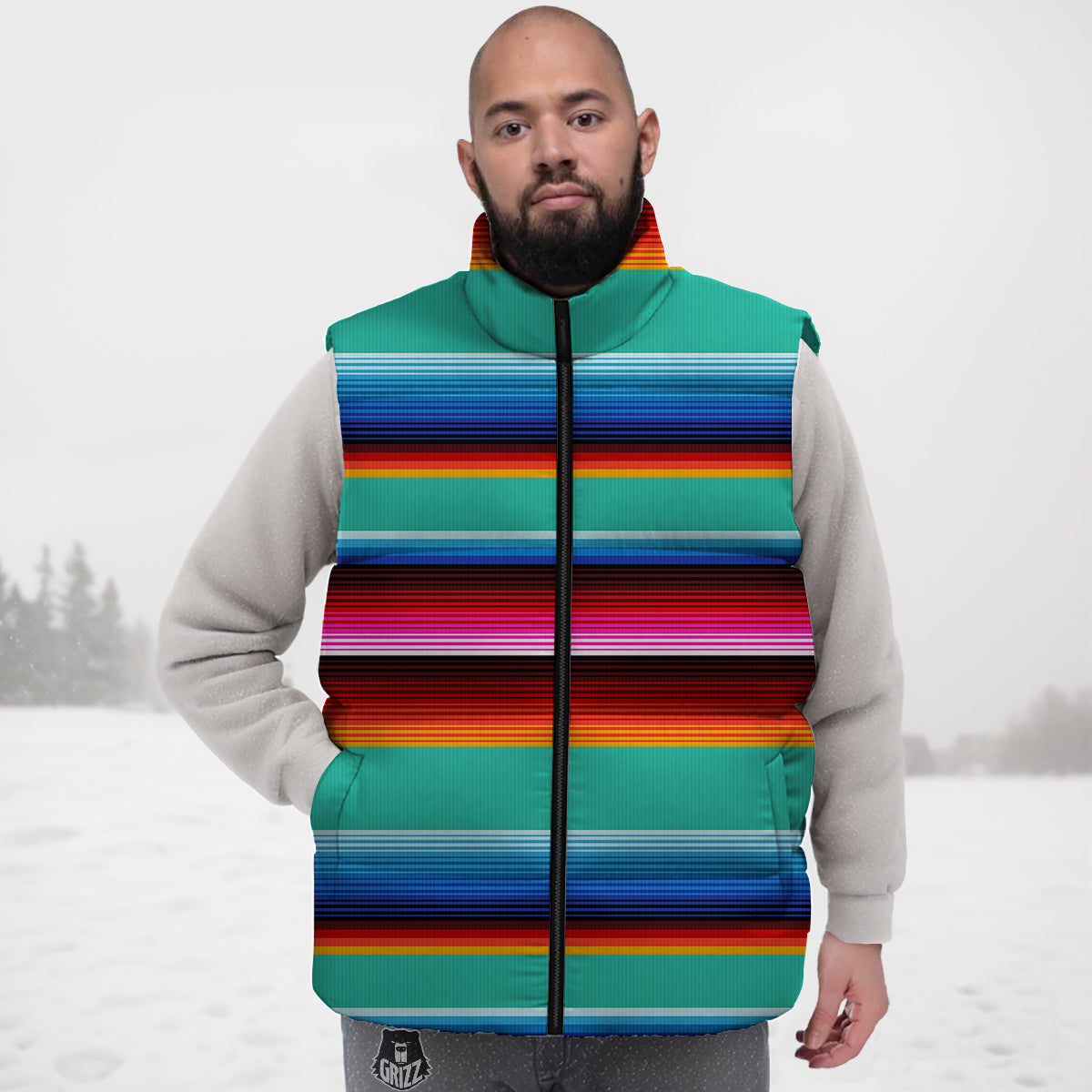 Christmas Tree Penguin Pattern Print Down Vest-grizzshop
