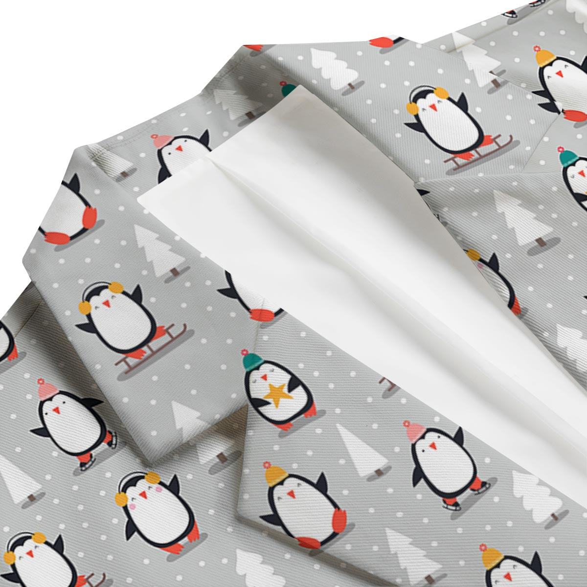 Christmas Tree Penguin Pattern Print Men's Blazer-grizzshop