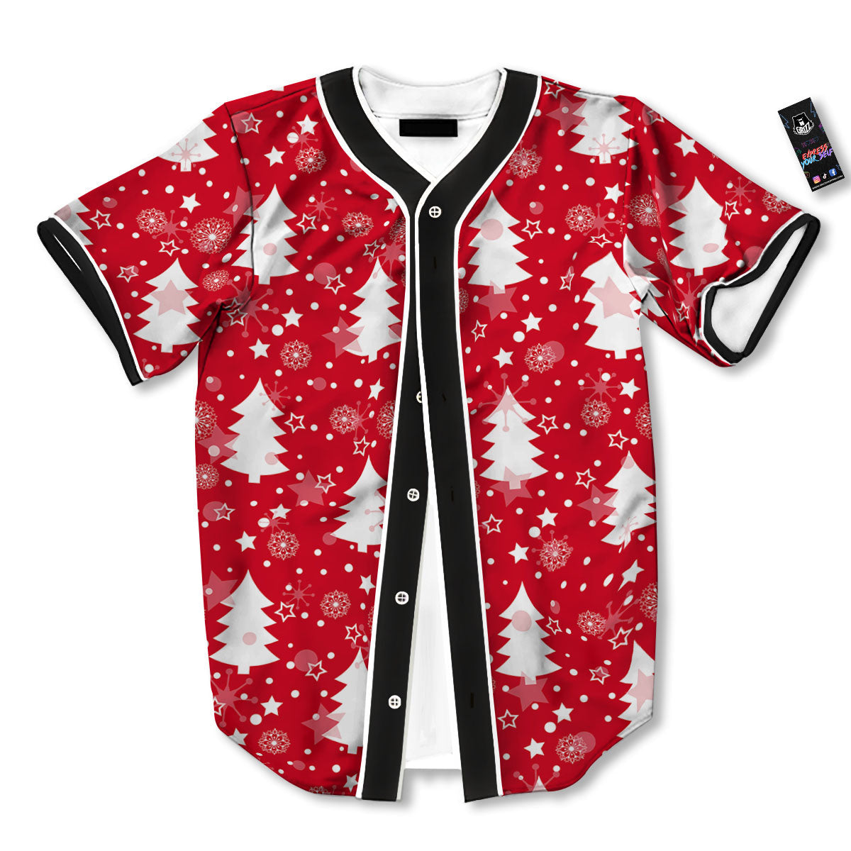 Christmas Tree Polka Dot Print Pattern Baseball Jersey-grizzshop