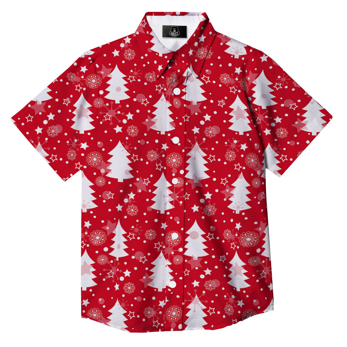 Christmas Tree Polka Dot Print Pattern Button Up Shirt-grizzshop