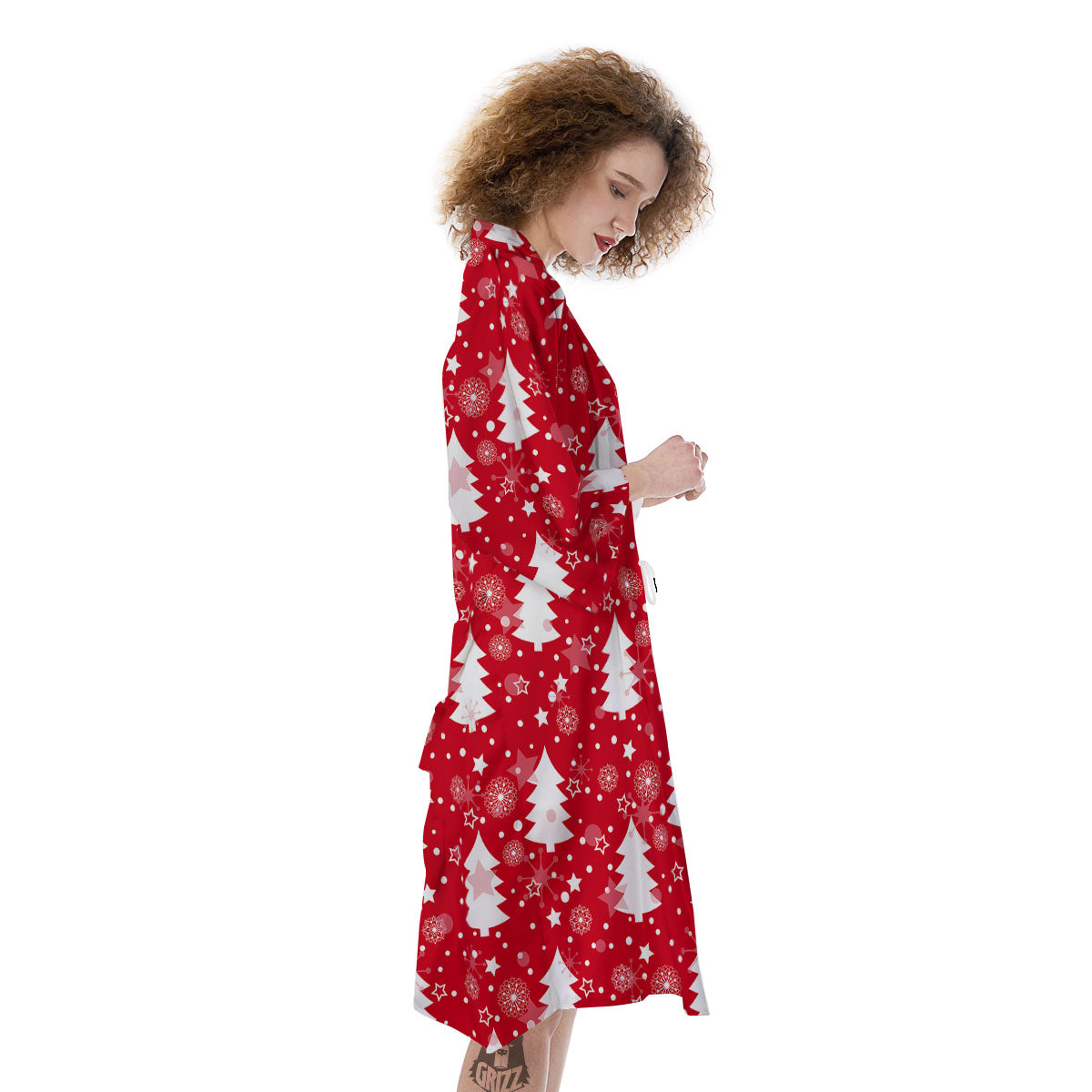 Christmas Tree Polka Dot Print Pattern Kimono-grizzshop