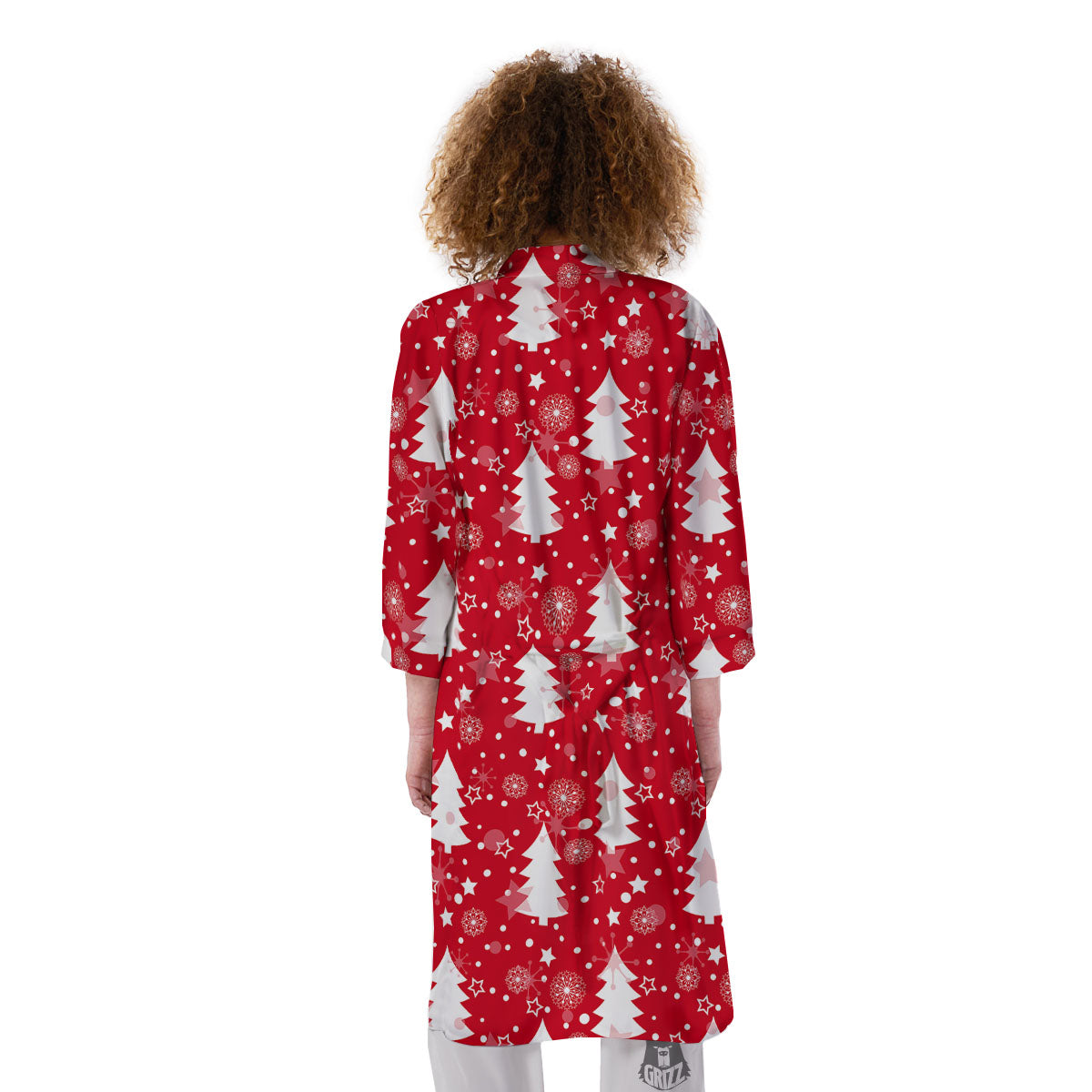 Christmas Tree Polka Dot Print Pattern Kimono-grizzshop