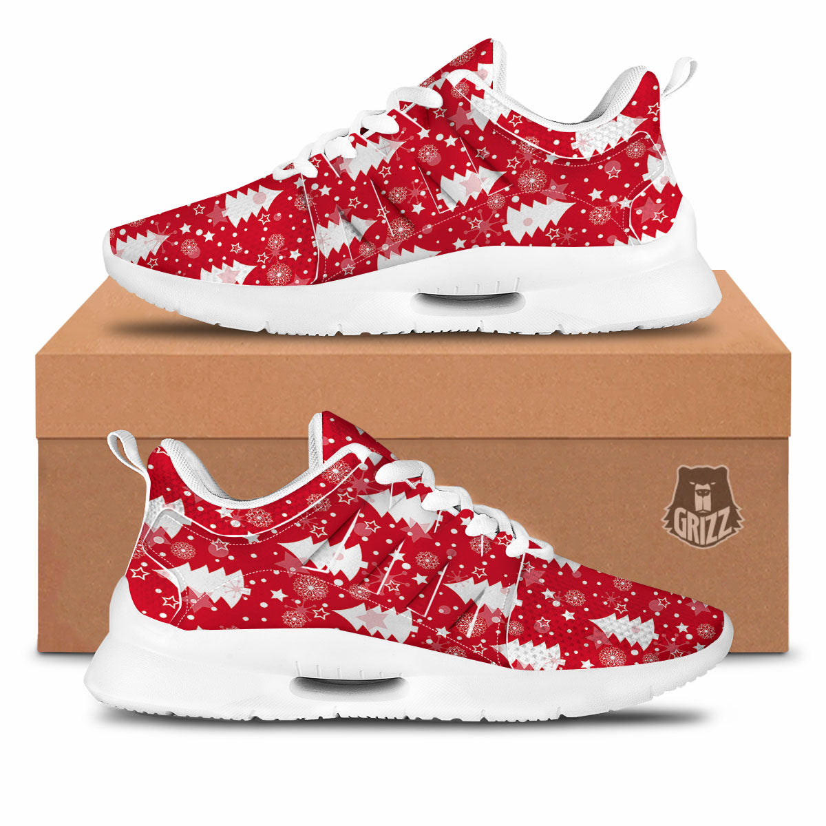 Christmas Tree Polka Dot Print Pattern Tennis Shoes-grizzshop