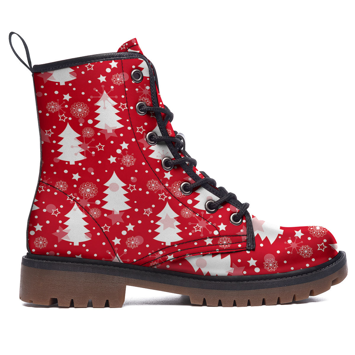 Christmas Tree Polka Dot Print Pattern Work Boots-grizzshop