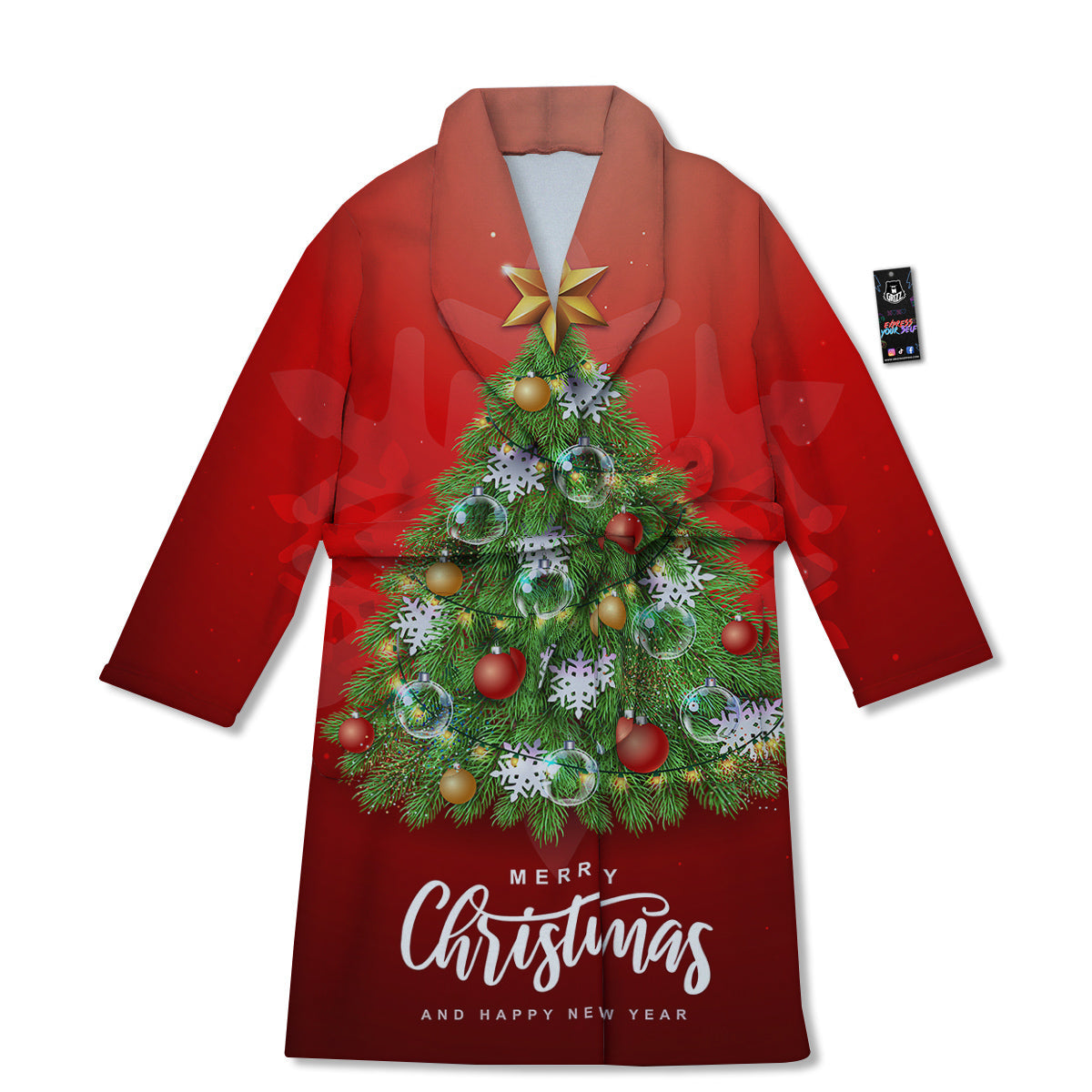 Christmas Tree Print Bathrobe-grizzshop
