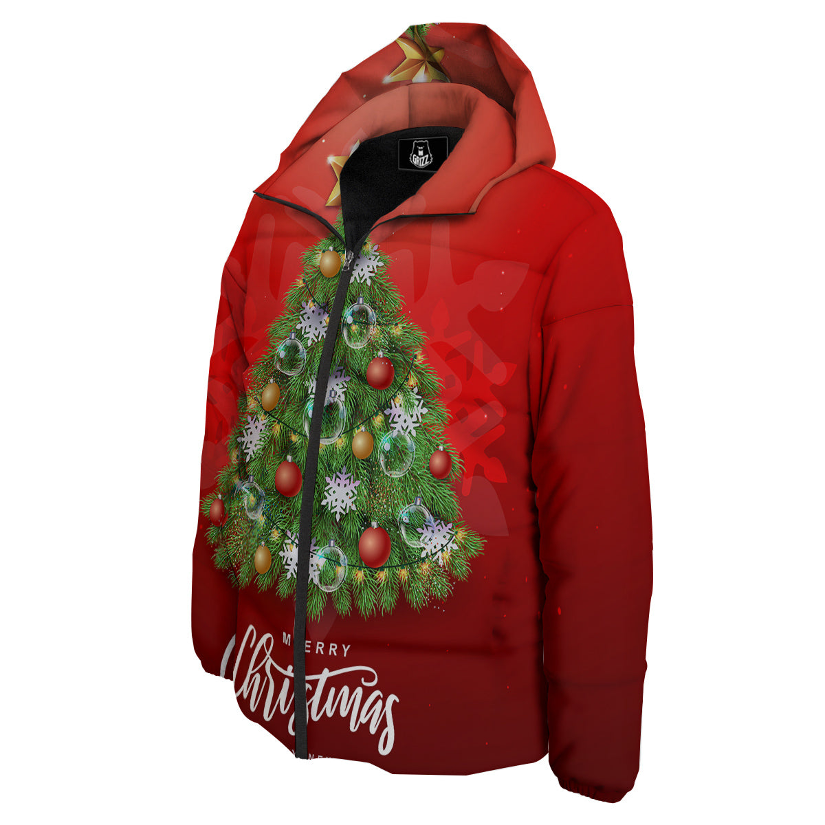 Christmas Tree Print Down Jacket-grizzshop