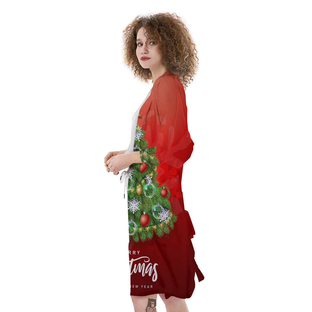 Christmas Tree Print Kimono-grizzshop