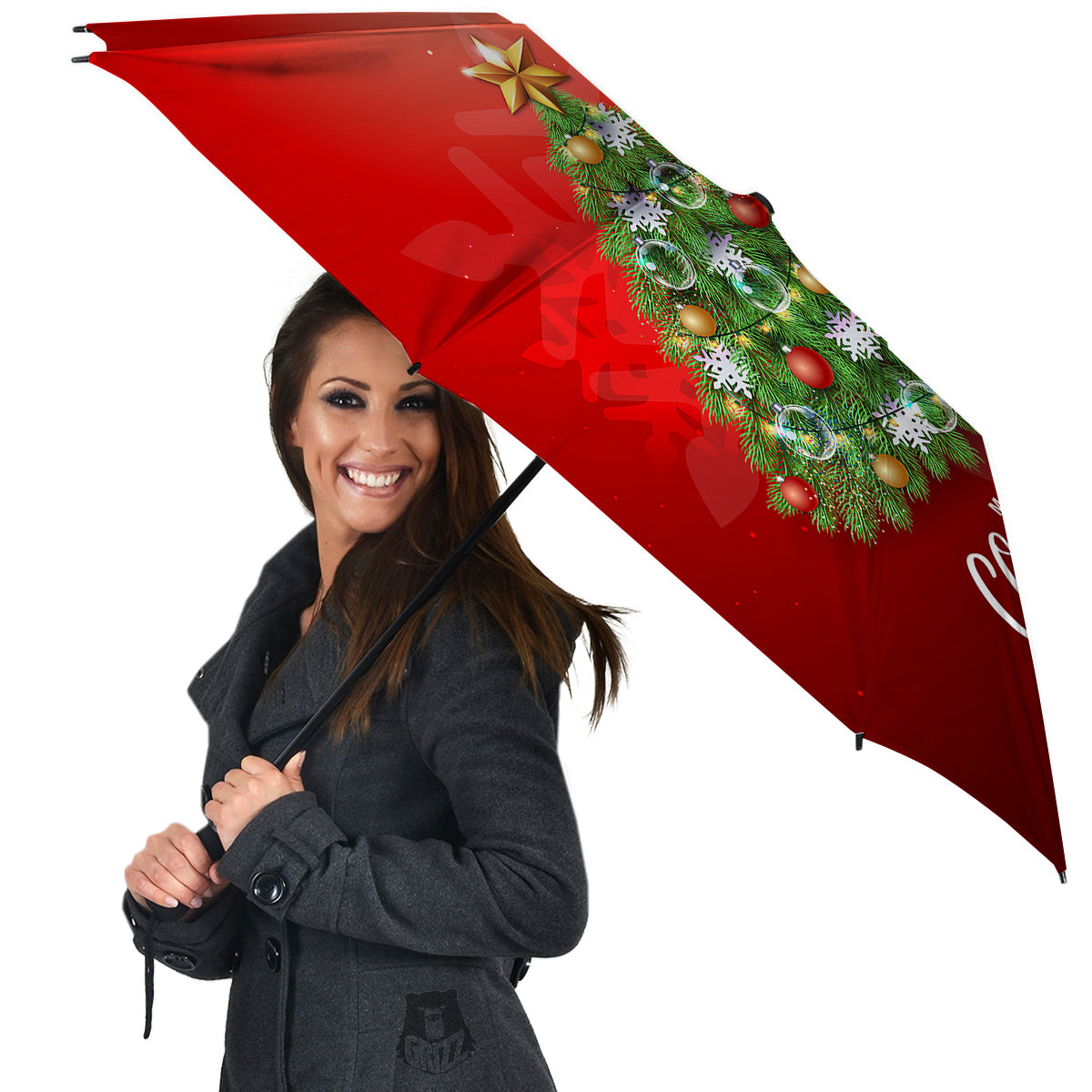 Christmas Tree Print Umbrella-grizzshop