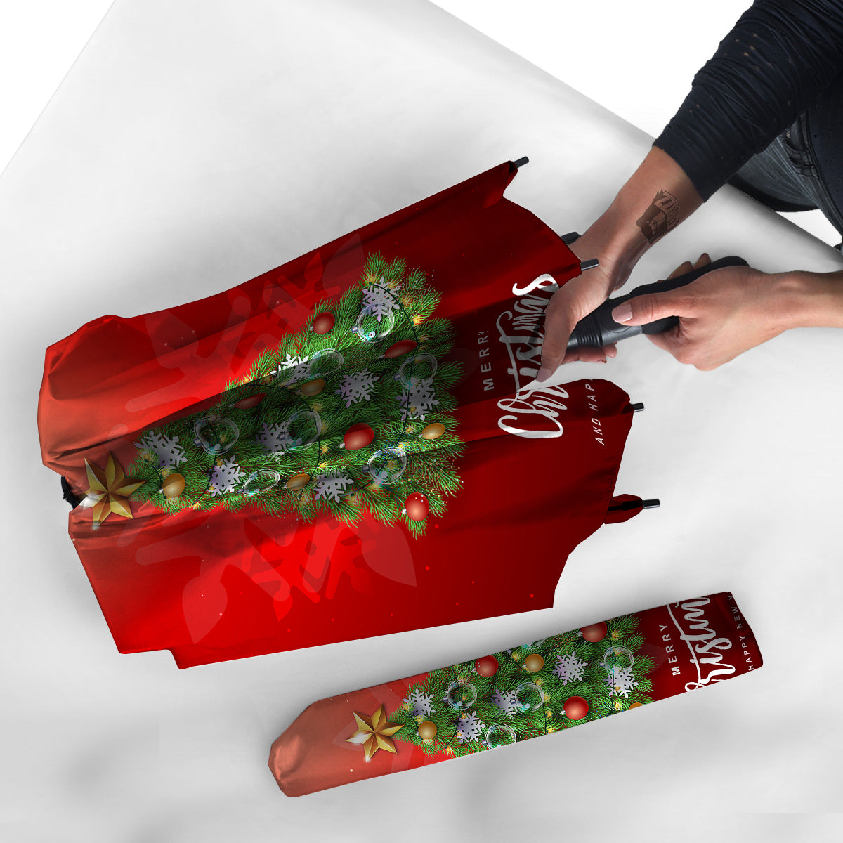 Christmas Tree Print Umbrella-grizzshop