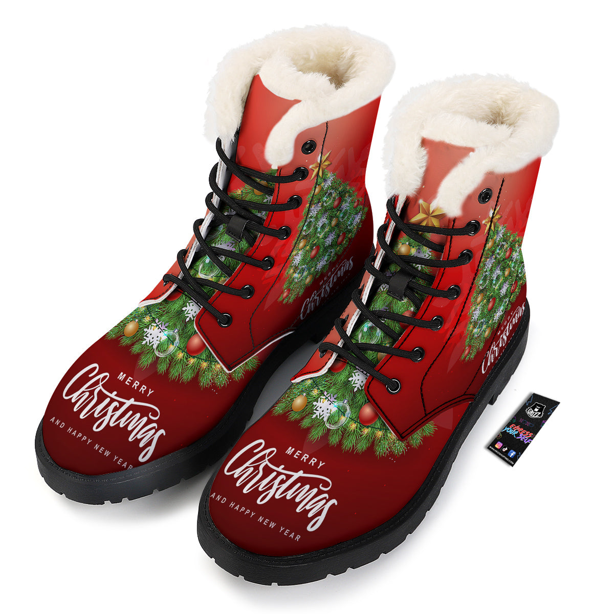 Christmas Tree Print Winter Boots-grizzshop