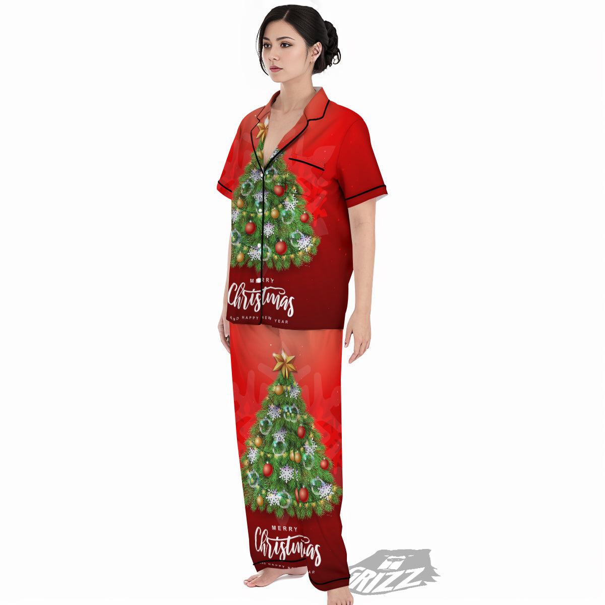 Christmas Tree Print Women's Pajamas Set-grizzshop