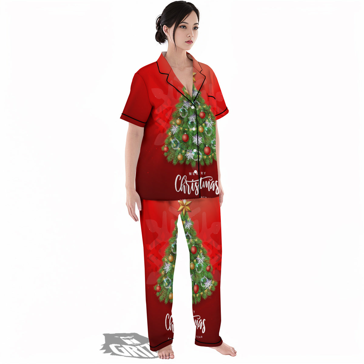Christmas Tree Print Women's Pajamas Set-grizzshop