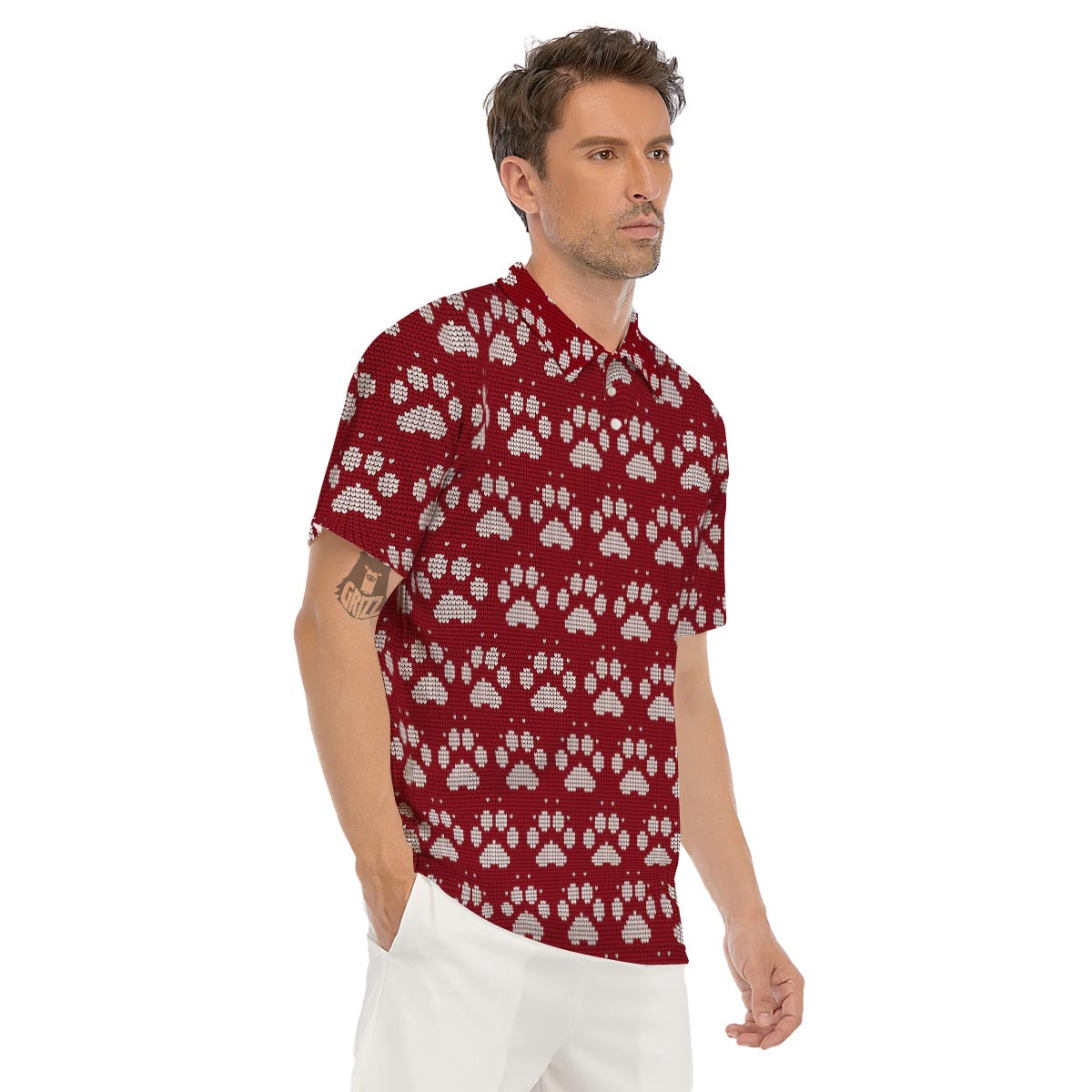 Christmas Ugly Paw Men's Golf Shirts-grizzshop