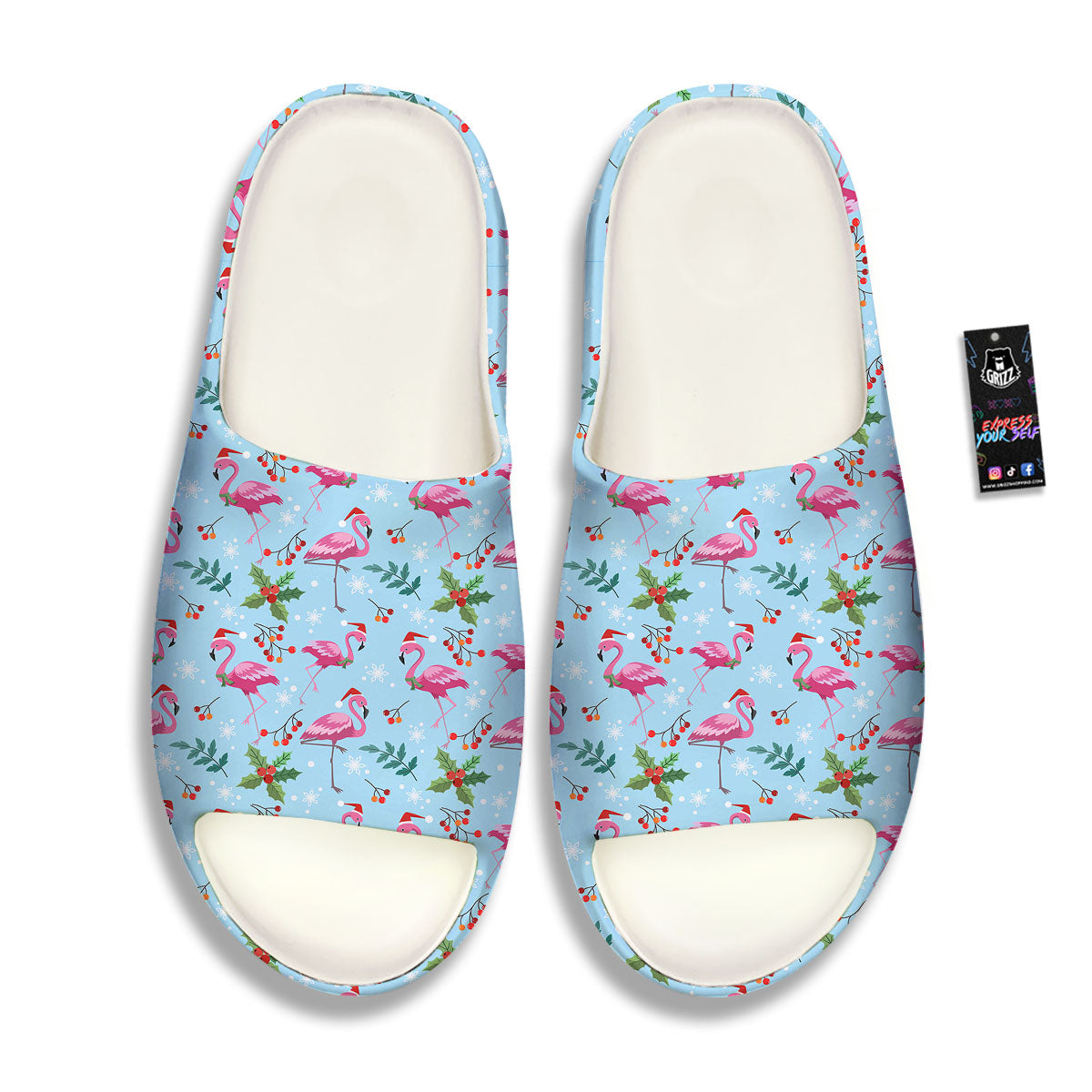 Christmas Flamingo Pink Print Pattern Sandals-grizzshop