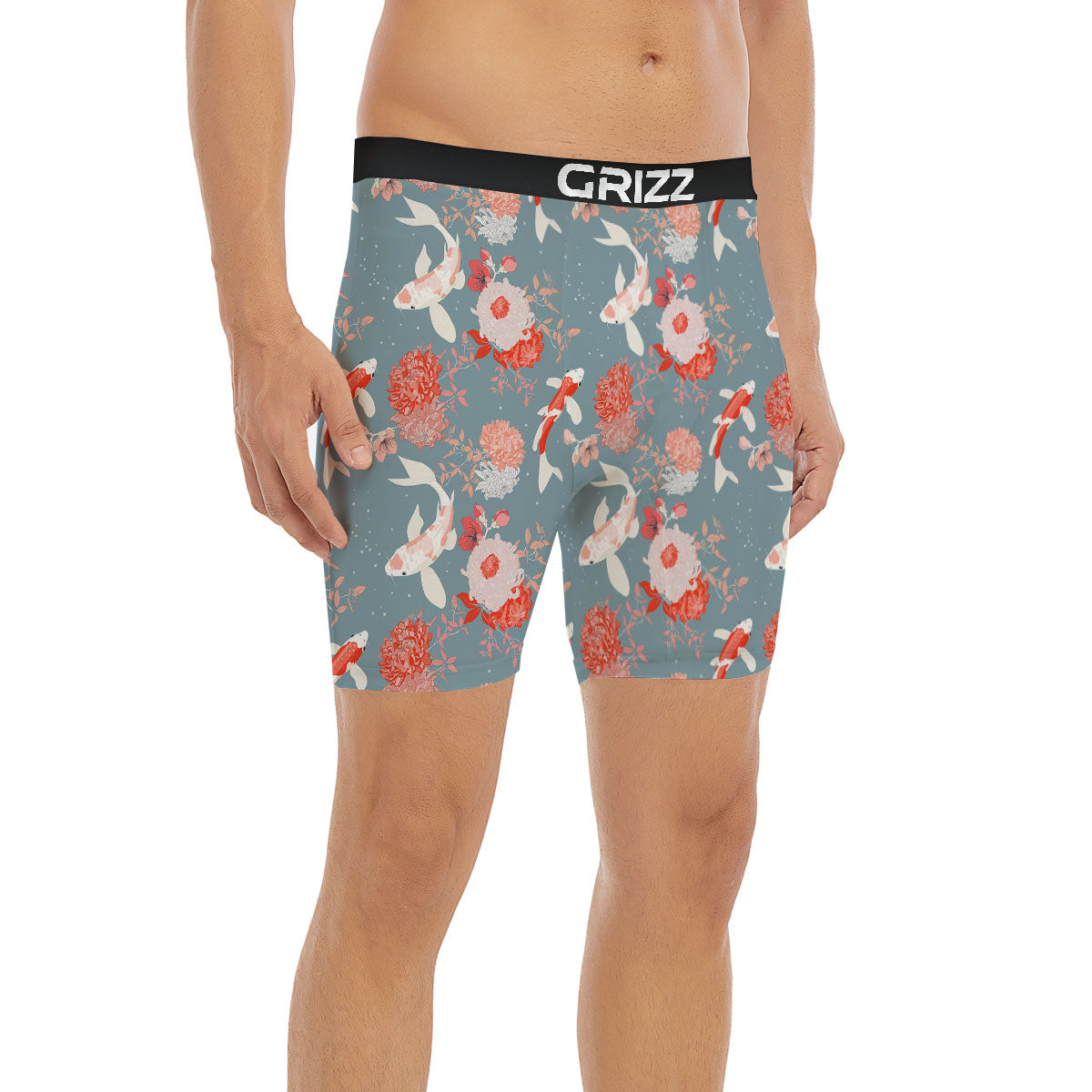 Chrysanthemum And Koi Carp Print Pattern Boxer Briefs-grizzshop