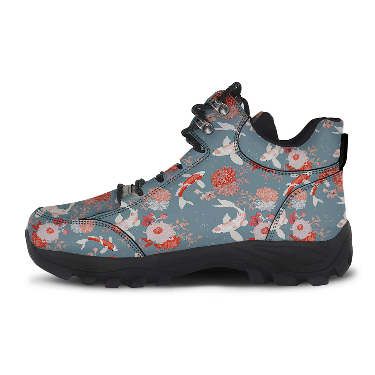 Chrysanthemum And Koi Carp Print Pattern Hiking Shoes-grizzshop