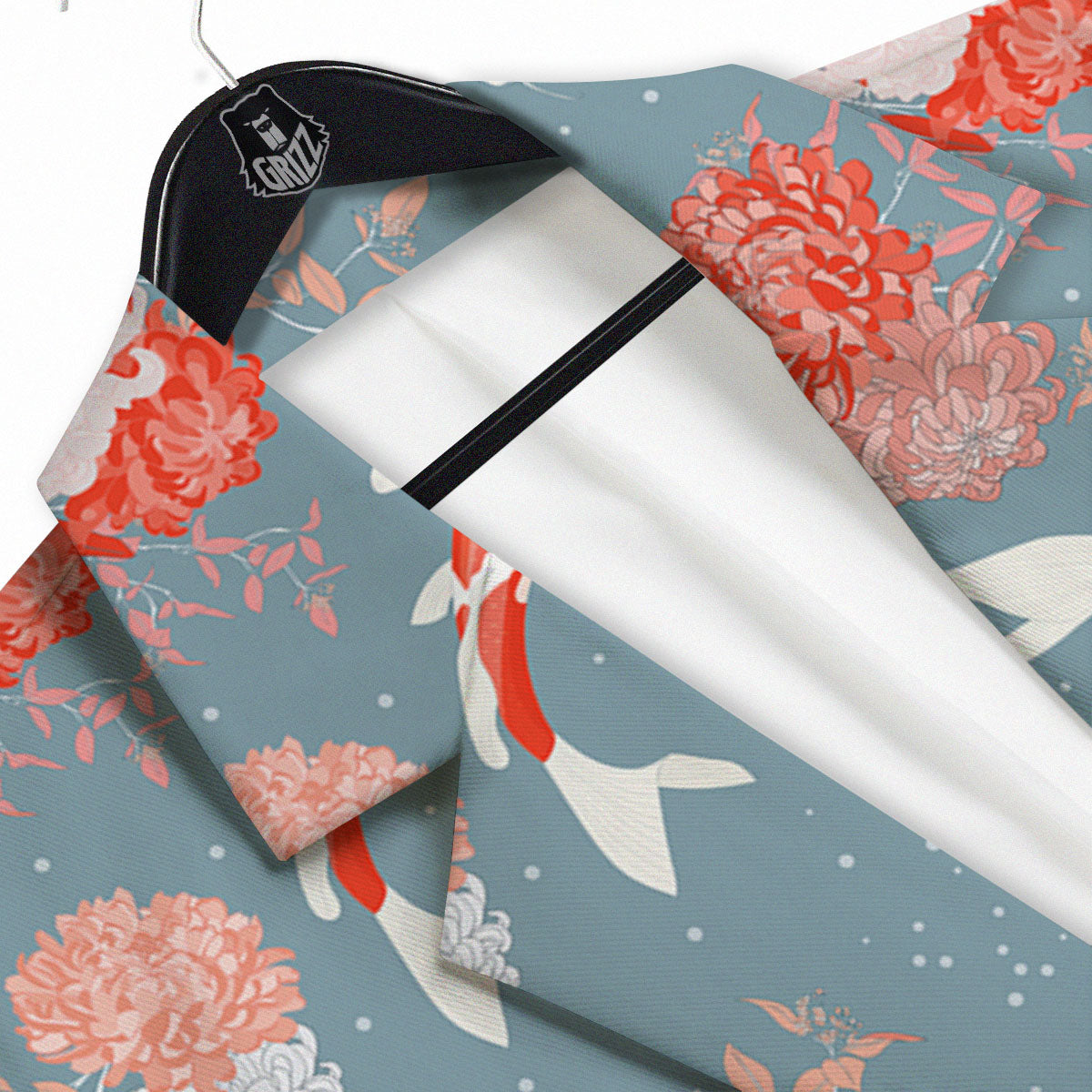Chrysanthemum And Koi Carp Print Pattern Men's Sport Coat-grizzshop