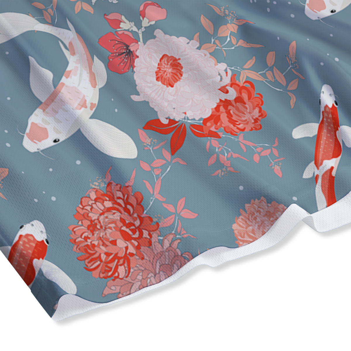 Chrysanthemum And Koi Carp Print Pattern Mesh Shorts