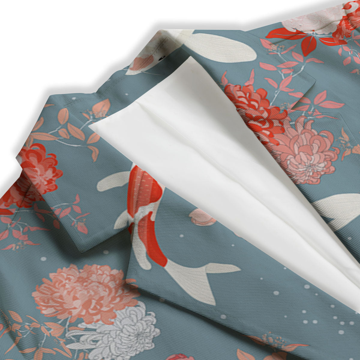 Chrysanthemum And Koi Carp Print Pattern Women's Blazer-grizzshop