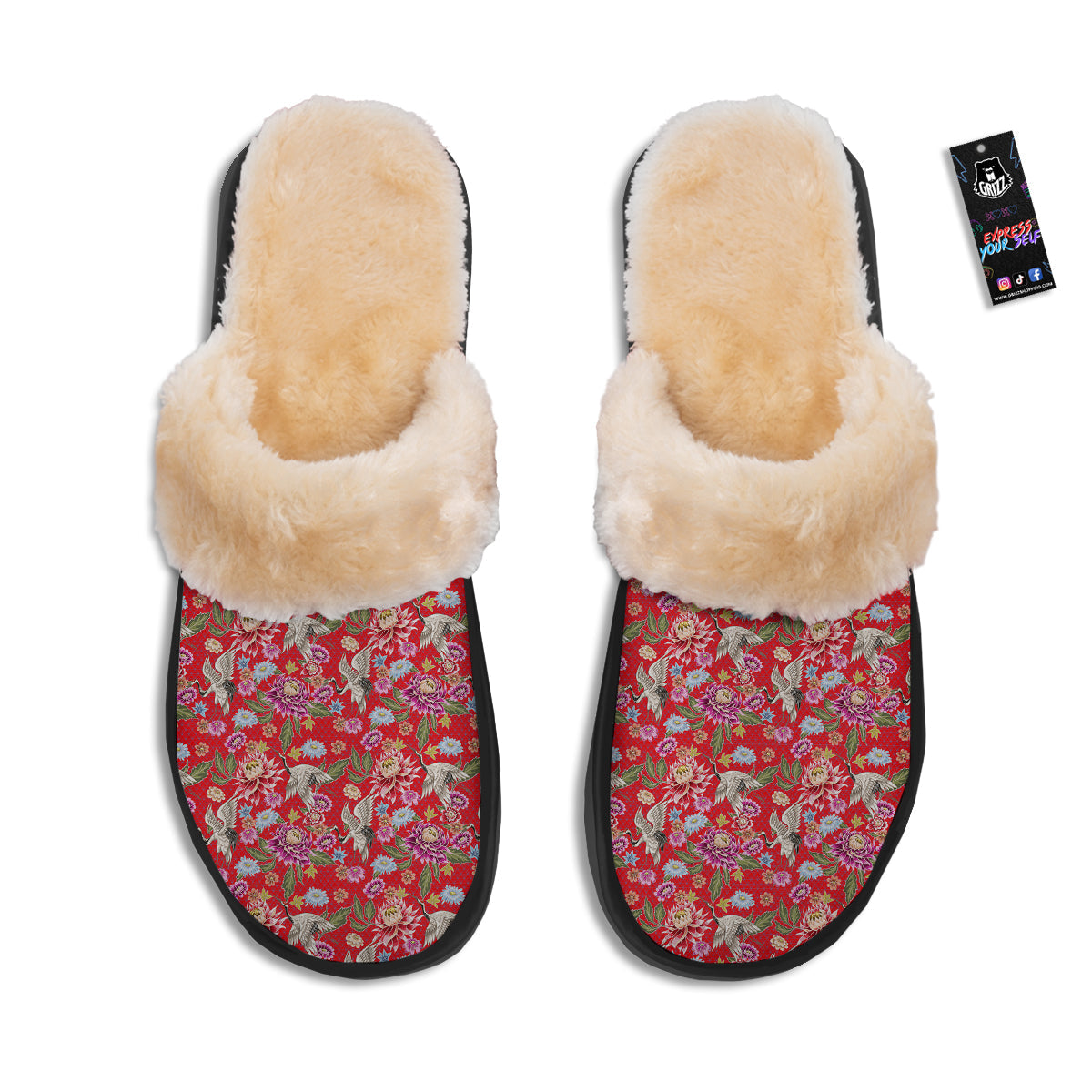 Chrysanthemum Art Print Pattern Slippers-grizzshop