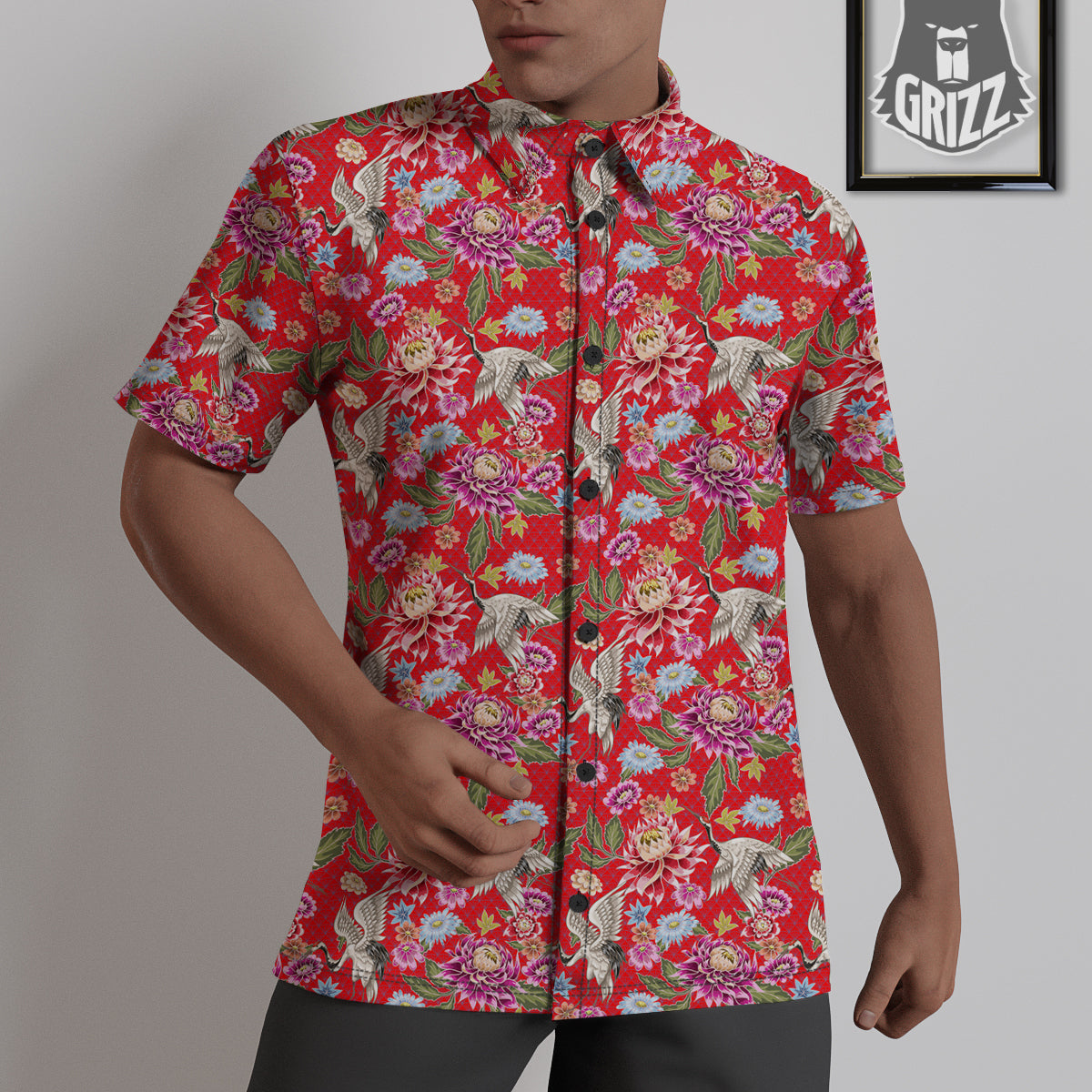 Chrysanthemum Art Print Pattern Untucked Shirts-grizzshop